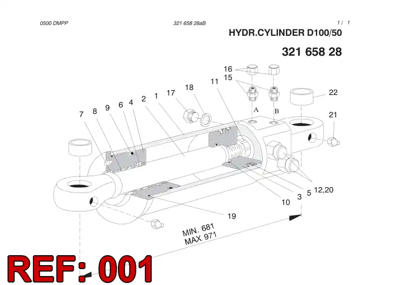 32166018 321 660 18 CYLINDER TUBE D100 - Sandvik Technical Drawing