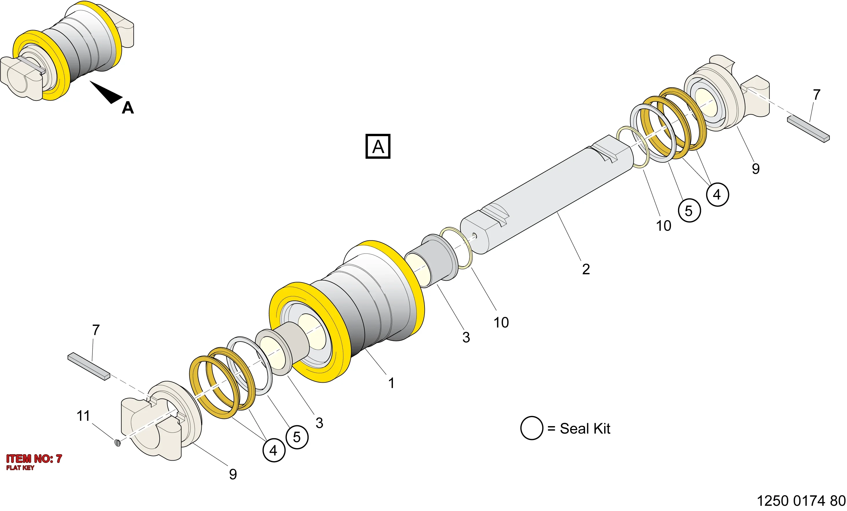3216 7280 00 FLAT KEY - Technical Drawing