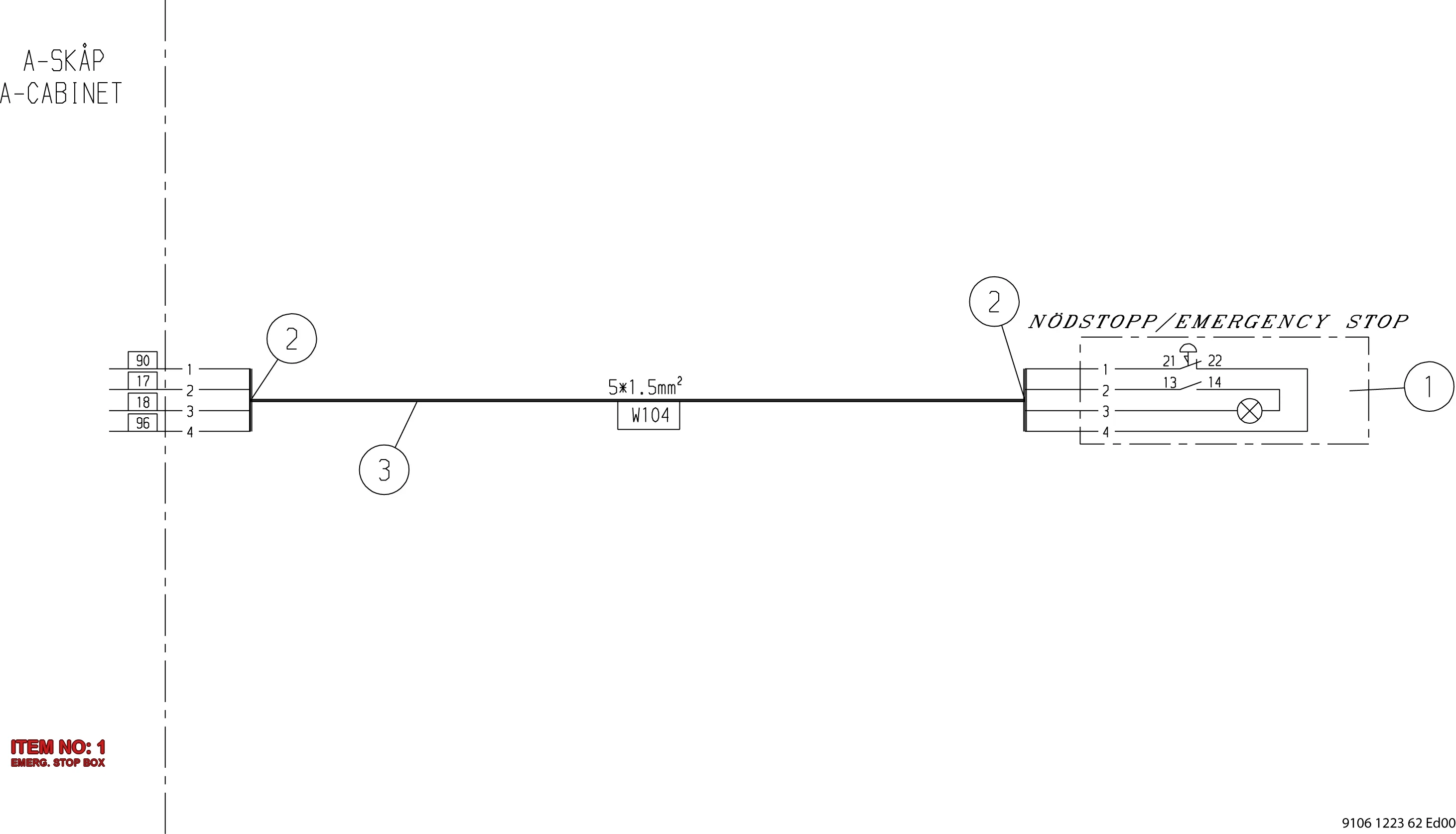 3217 0011 09 EMERG. STOP BOX - Technical Drawing