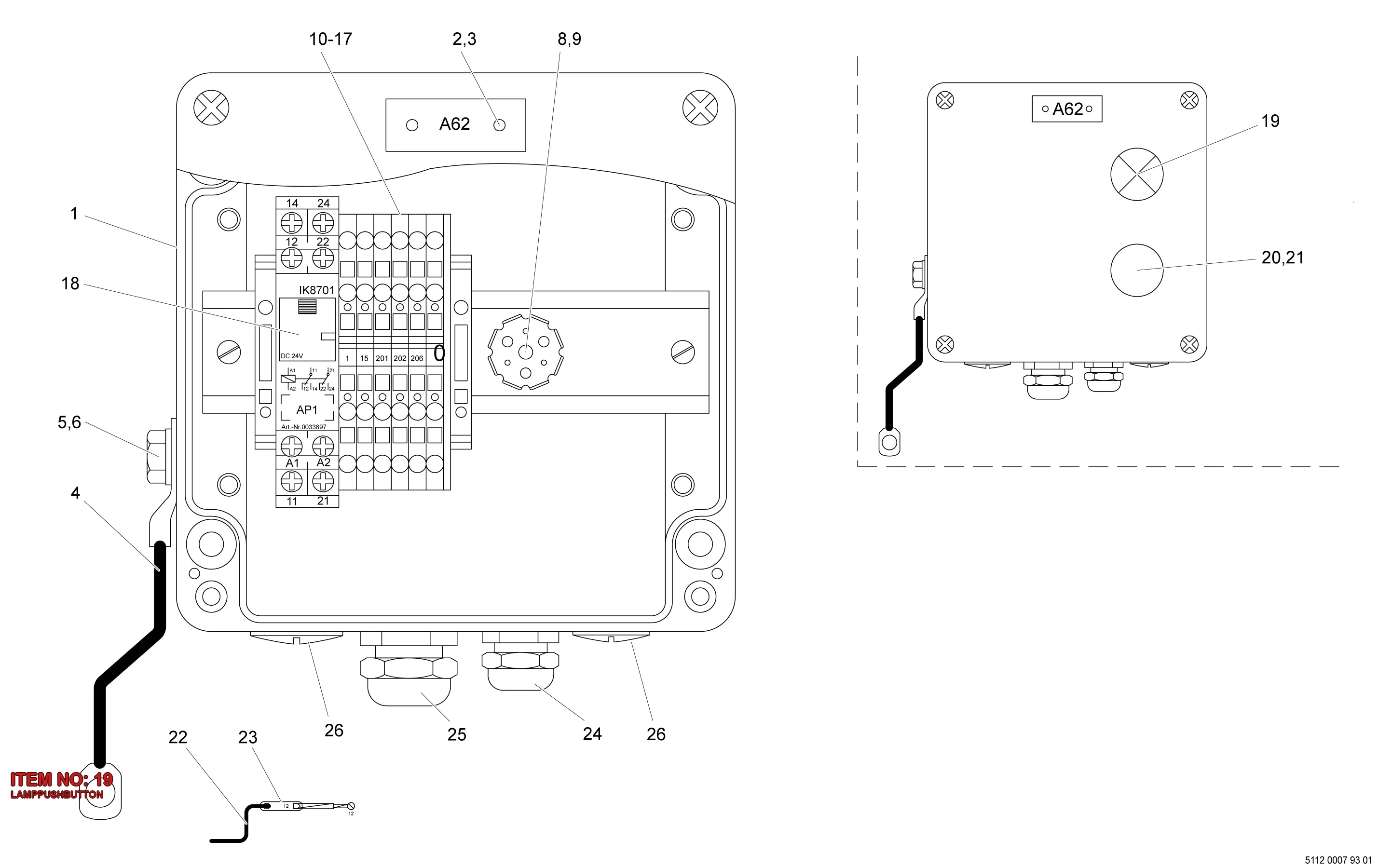 3217 0012 27 LAMPPUSHBUTTON - Technical Drawing