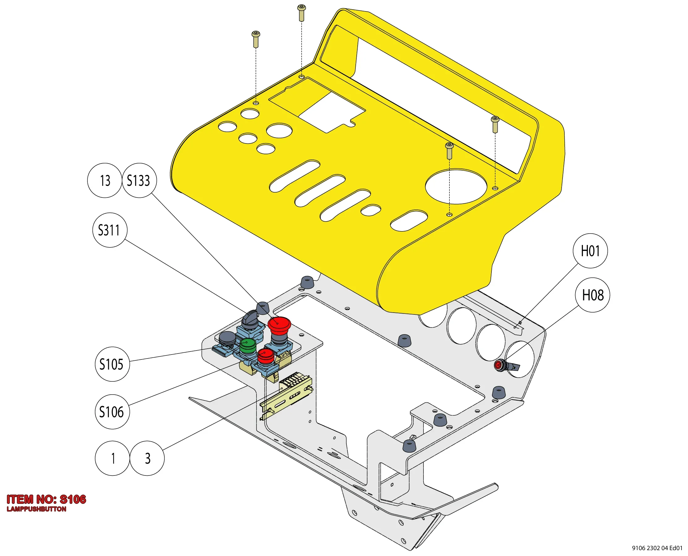 3217 0012 62 LAMPPUSHBUTTON - Technical Drawing