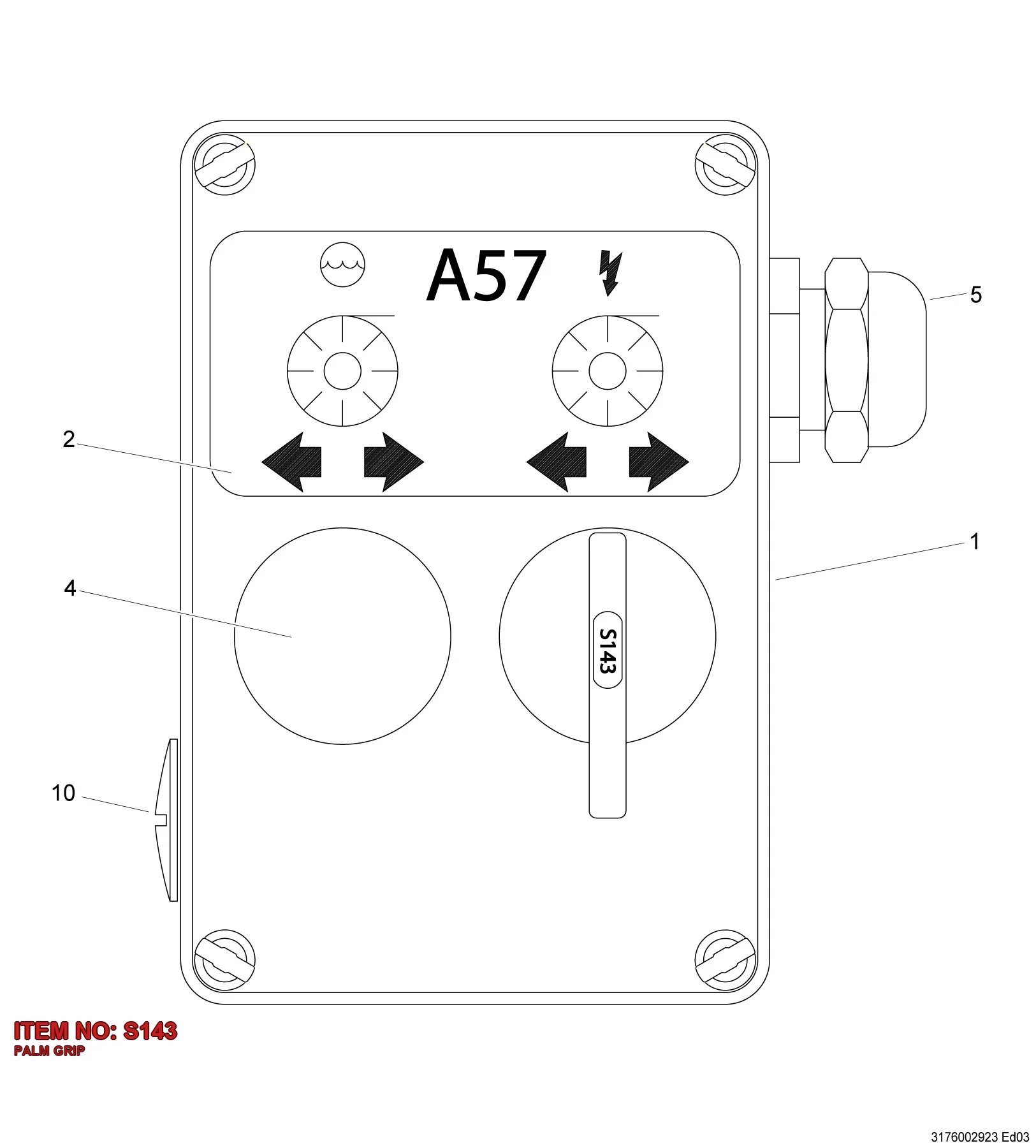 3217 0013 08 PALM GRIP - Technical Drawing