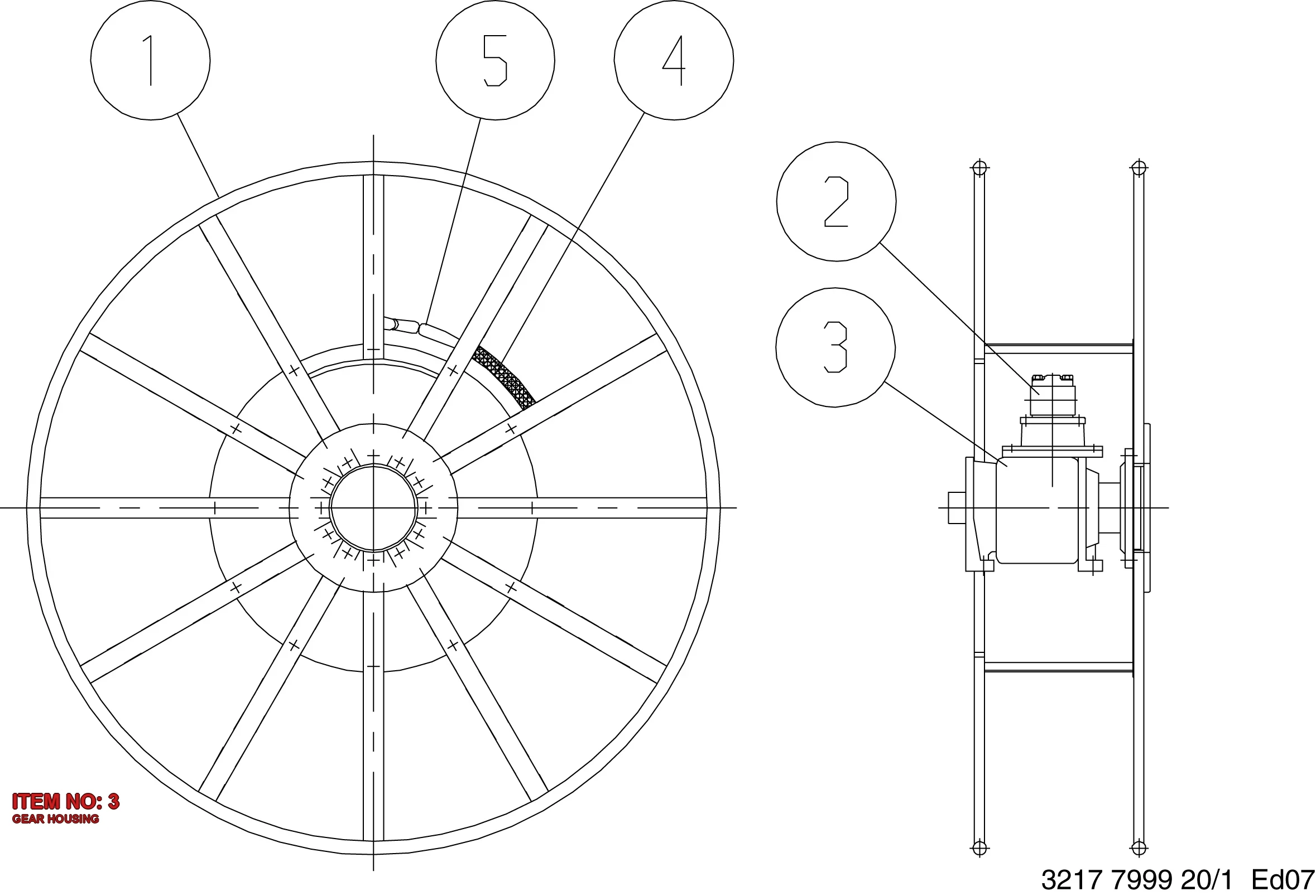 3217 3909 80 GEAR HOUSING - Technical Drawing