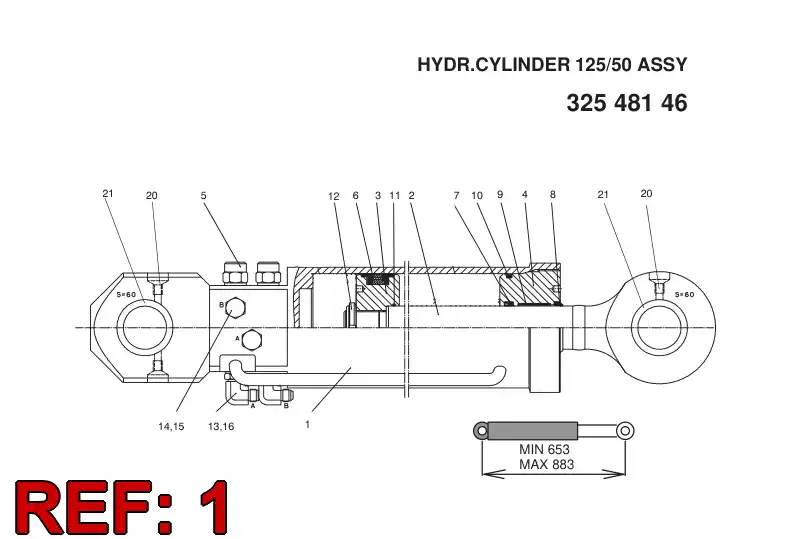 32176738 321 767 38 CYLINDER TUBE D125 - Sandvik Technical Drawing