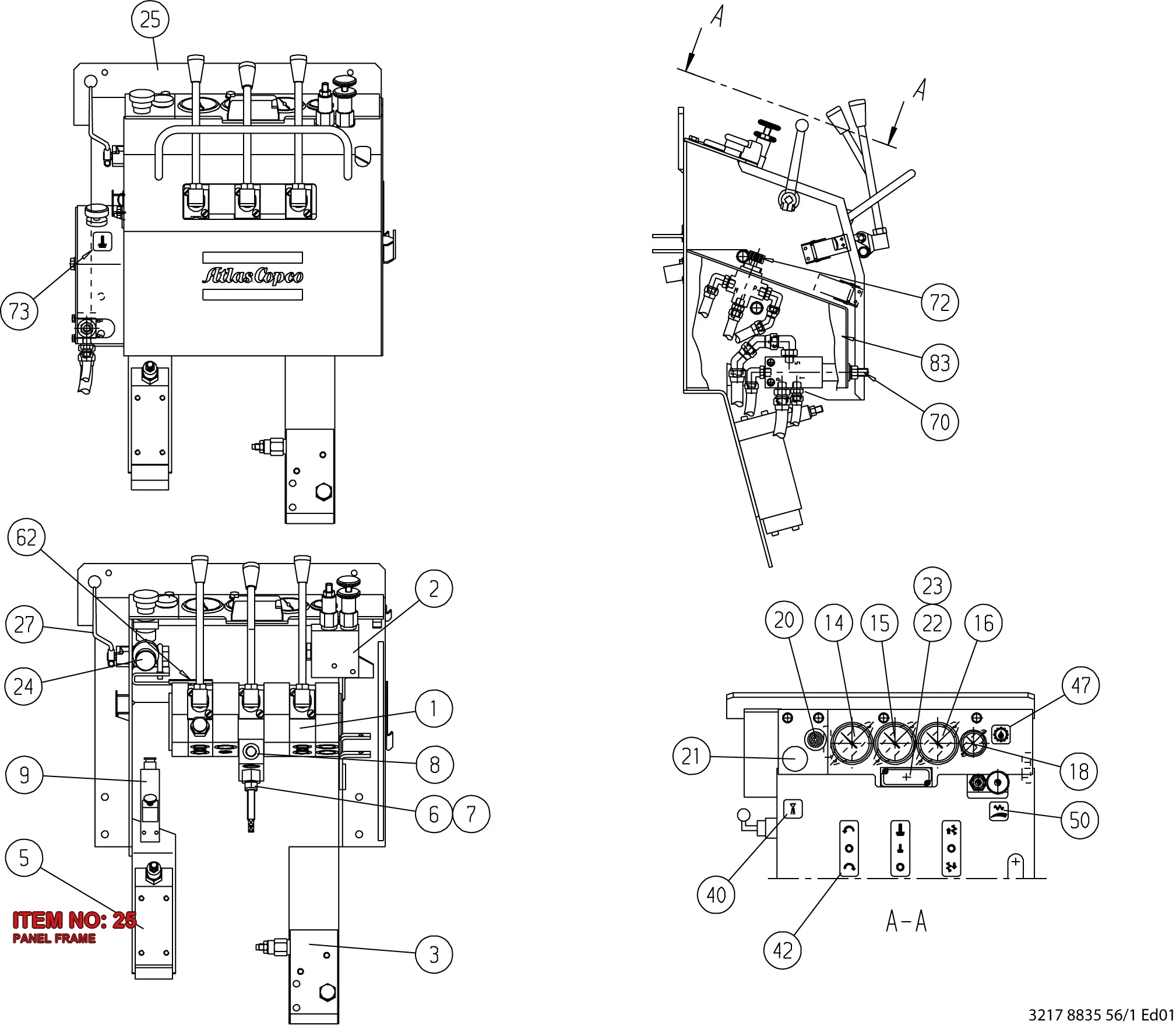 3217 8870 40 PANEL FRAME - Technical Drawing