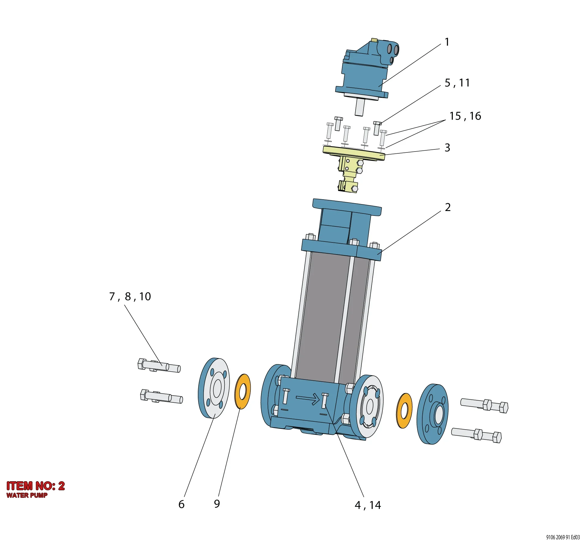 3217 9255 50 WATER PUMP - Technical Drawing