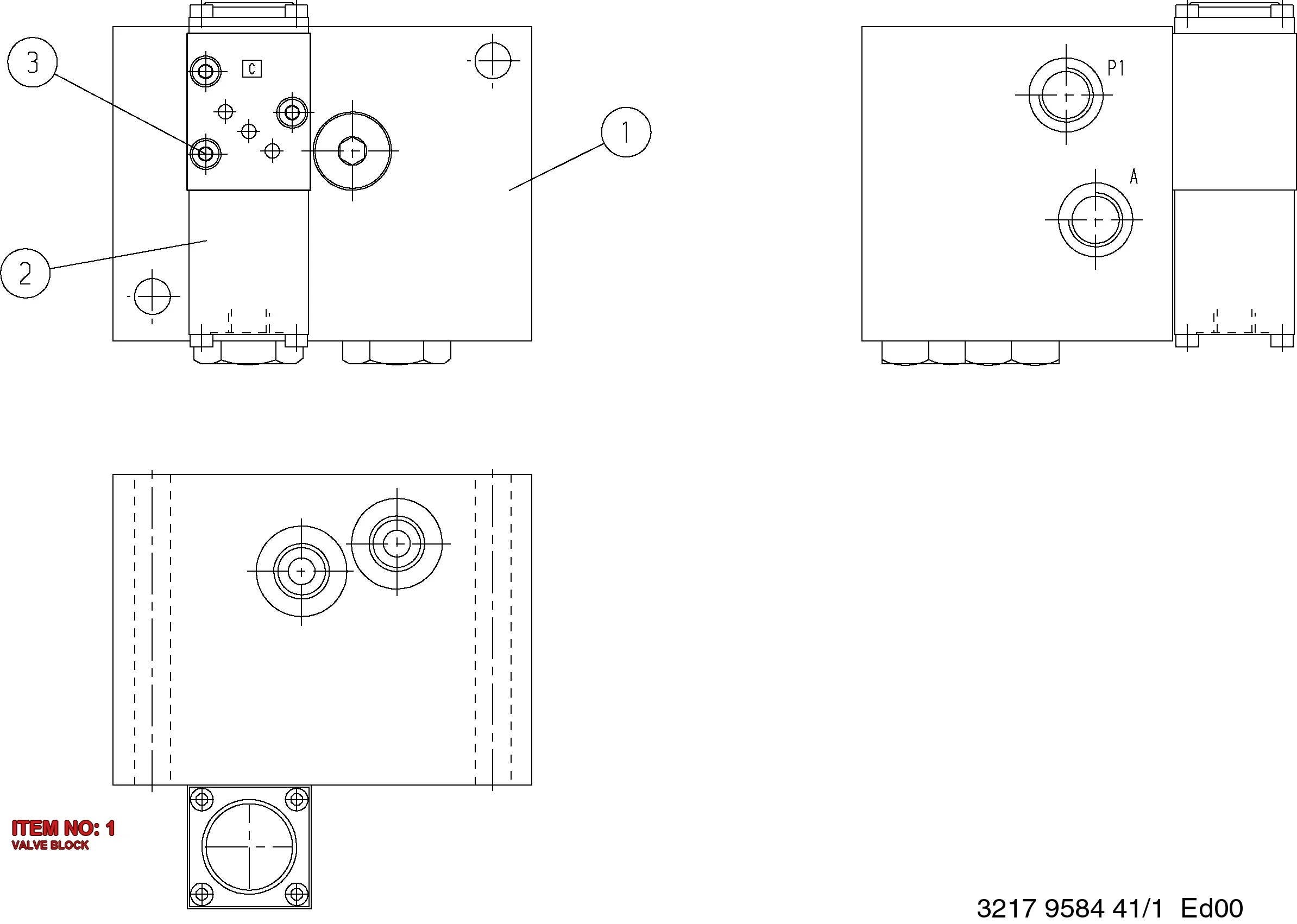 3217 9584 42 VALVE BLOCK - Technical Drawing