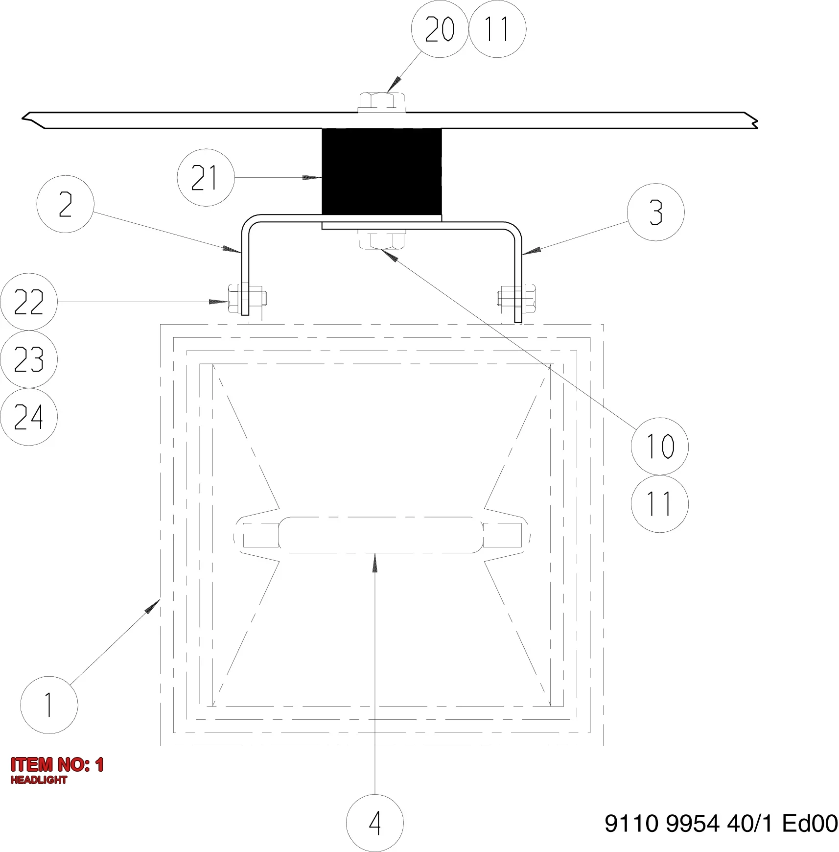 3217 9798 61 HEADLIGHT - Technical Drawing