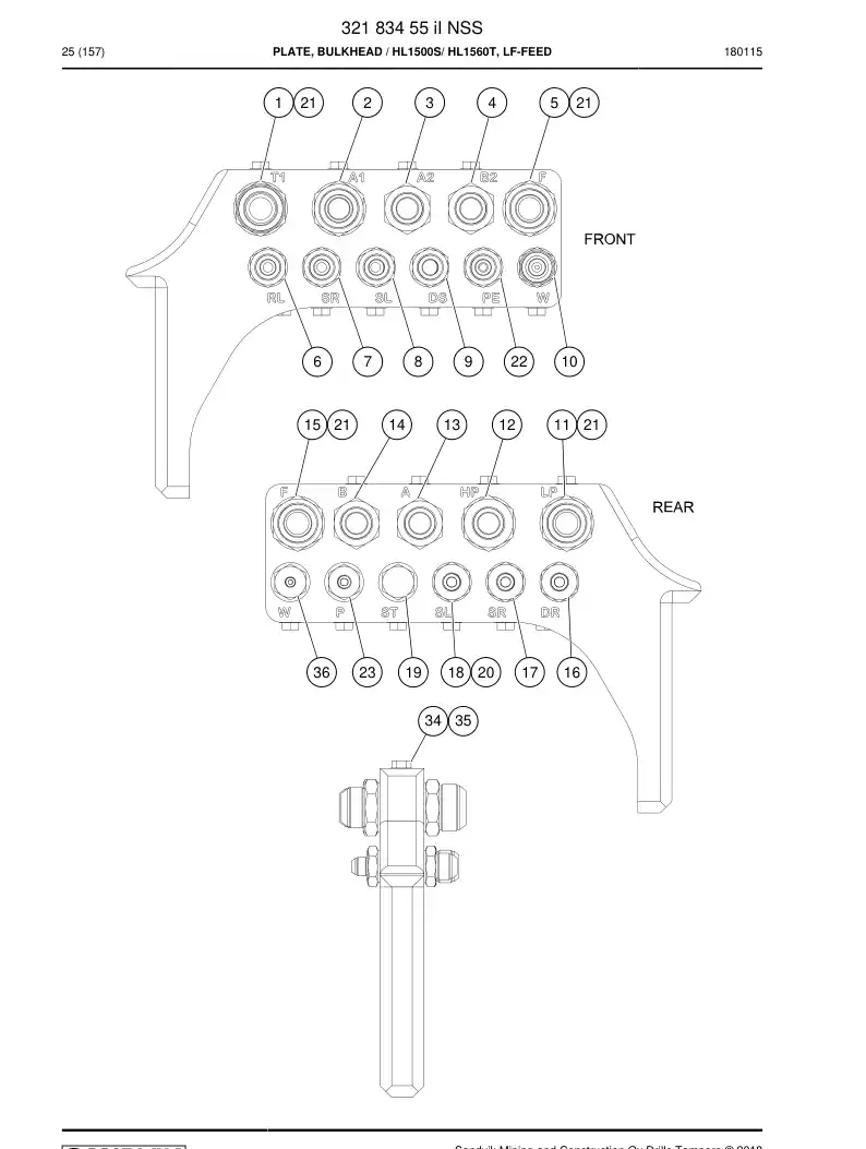 32183455i 321 834 55i PLATE, ANTEPARO - Sandvik Technical Drawing