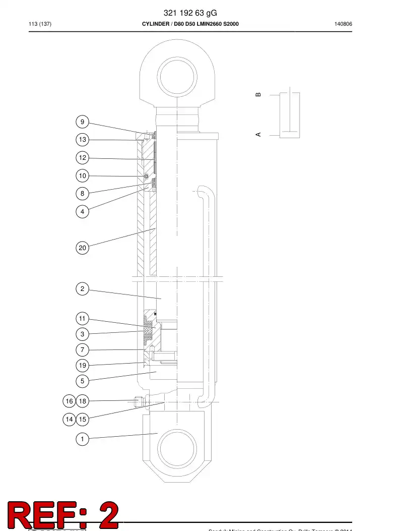 32187498 321 874 98 PISTON ROD D50 - Sandvik Technical Drawing
