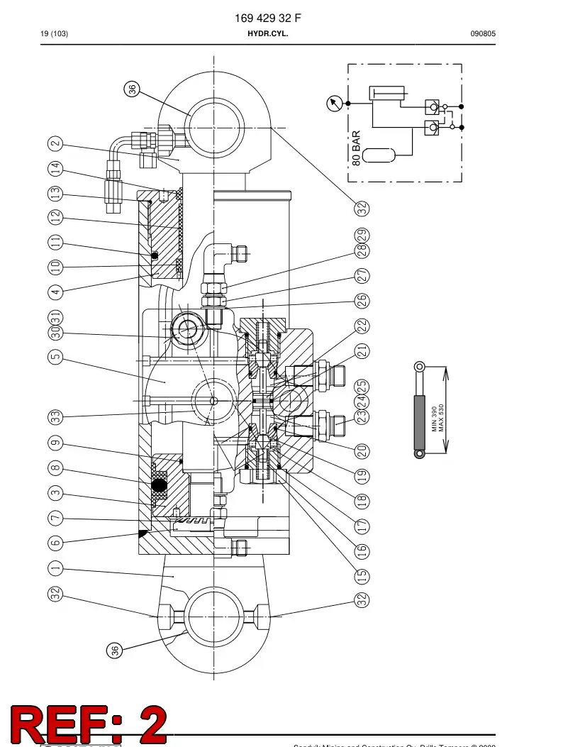 32187518 321 875 18 PISTON ROD - Sandvik Technical Drawing