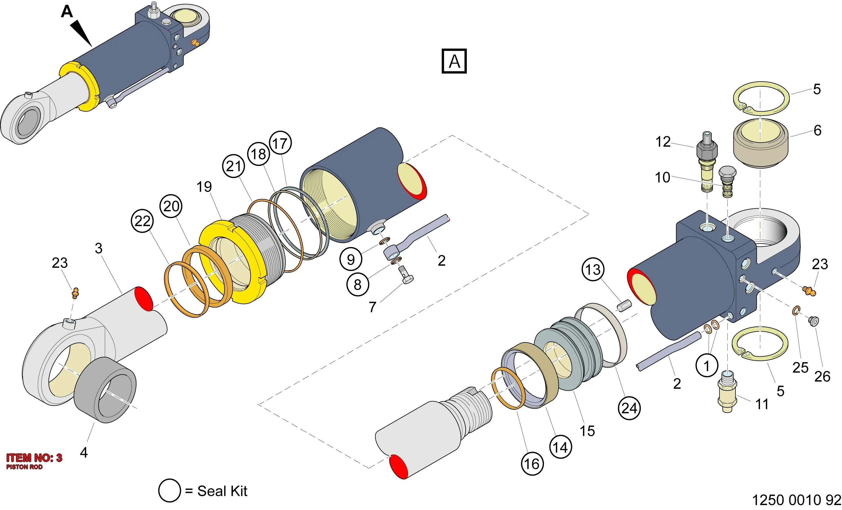 3219 0005 75 PISTON ROD - Technical Drawing