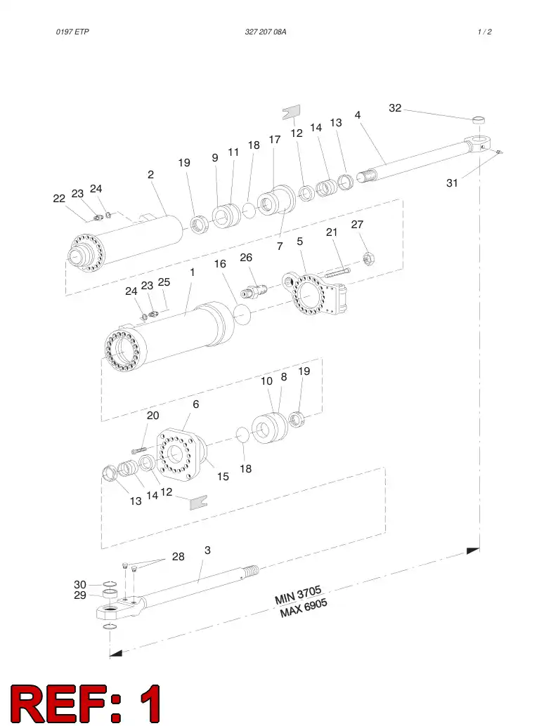 32196008 321 960 08 CYLINDER TUBE - Sandvik Technical Drawing