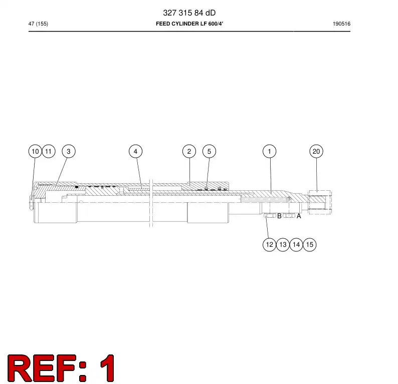32203444 322 034 44 PISTON ROD - Sandvik Technical Drawing