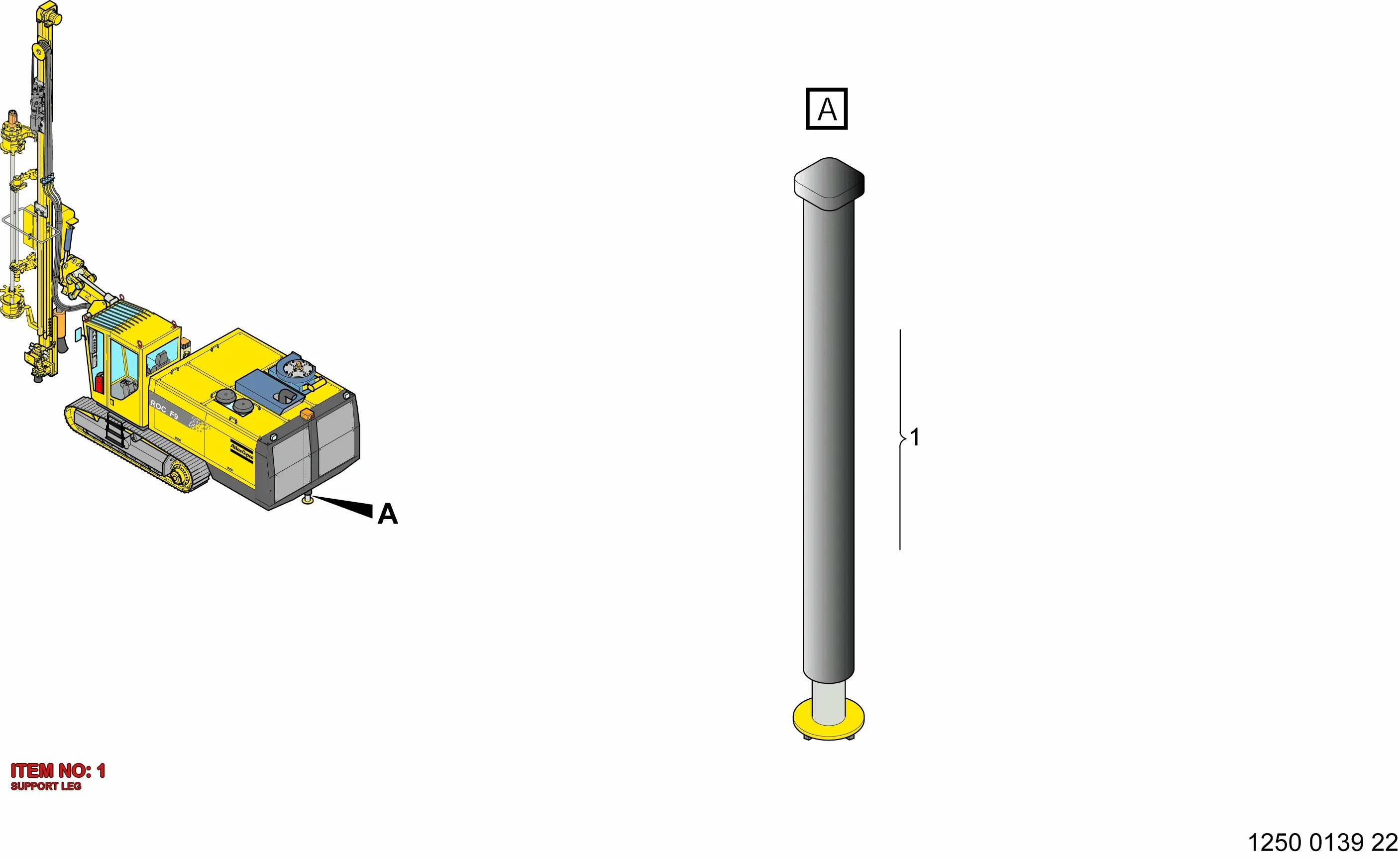 3222 1041 62 SUPPORT LEG - Technical Drawing