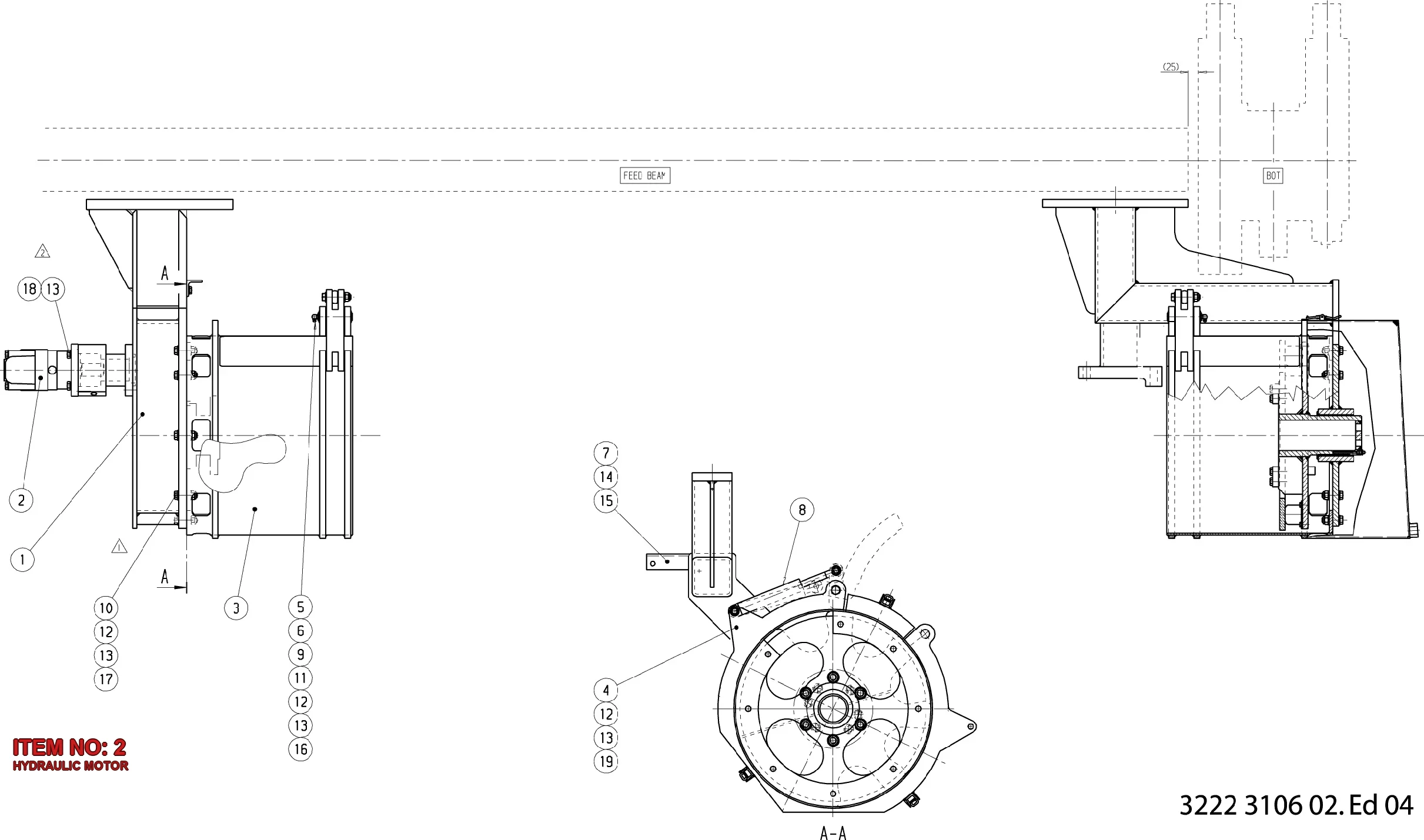3222 1447 80 HYDRAULIC MOTOR - Technical Drawing