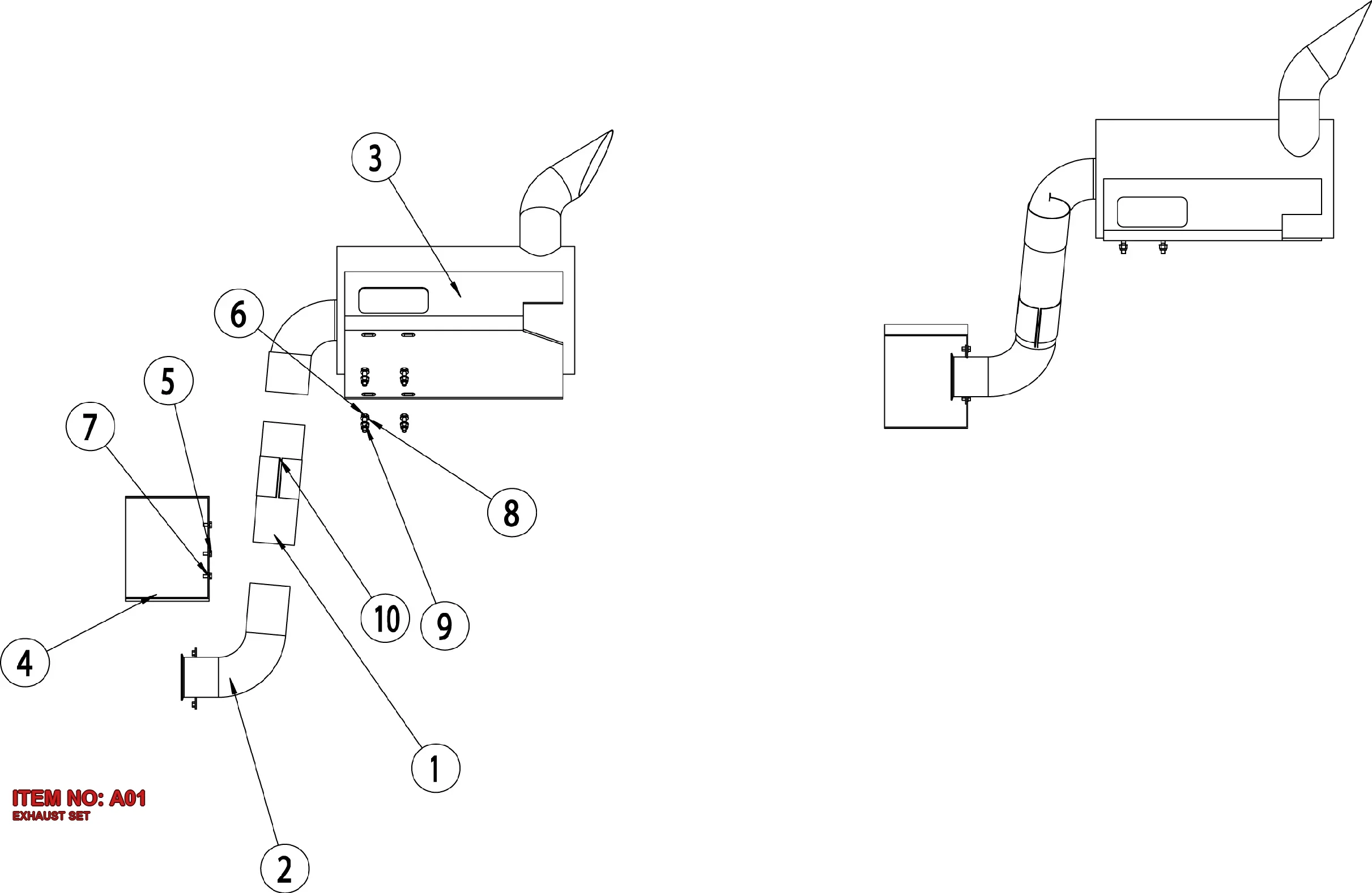 3222 1946 97 EXHAUST SET - Technical Drawing