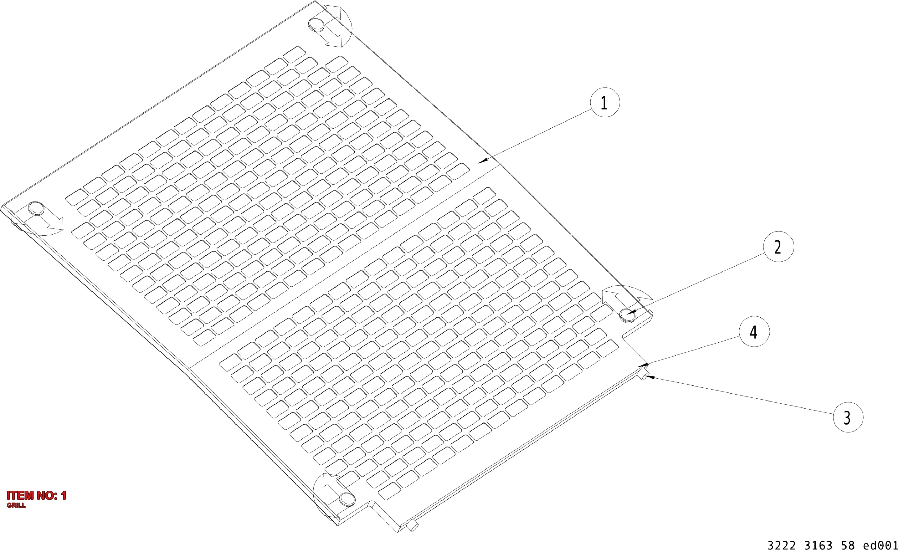 3222 2195 02 GRILL - Technical Drawing