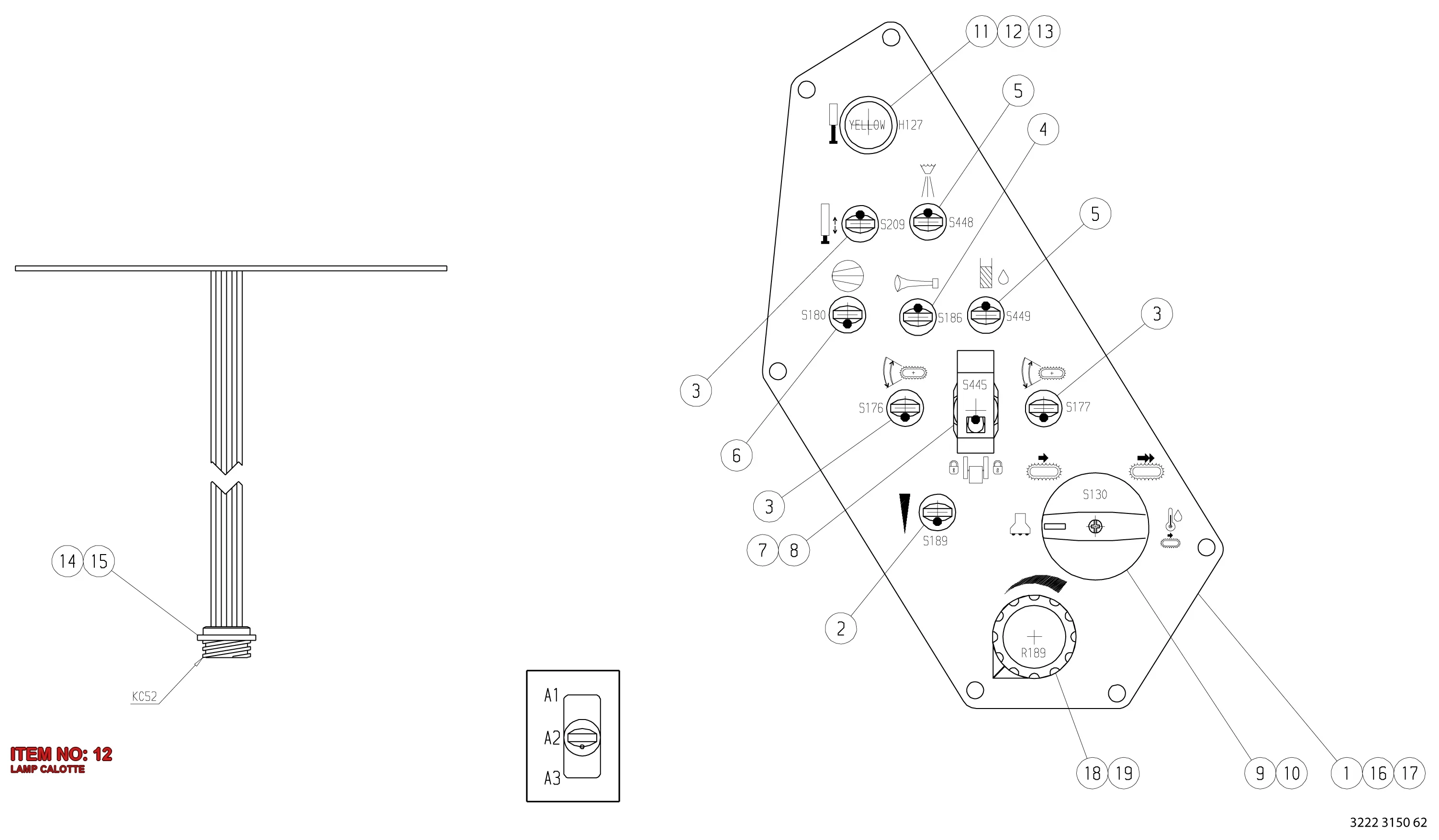 3222 2778 02 LAMP LENS - Technical Drawing