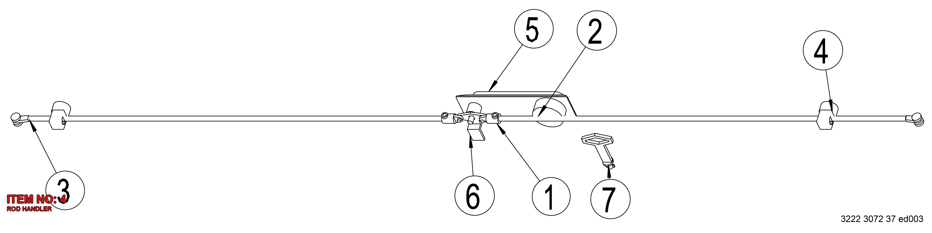 3222 3029 83 ROD HANDLER - Technical Drawing