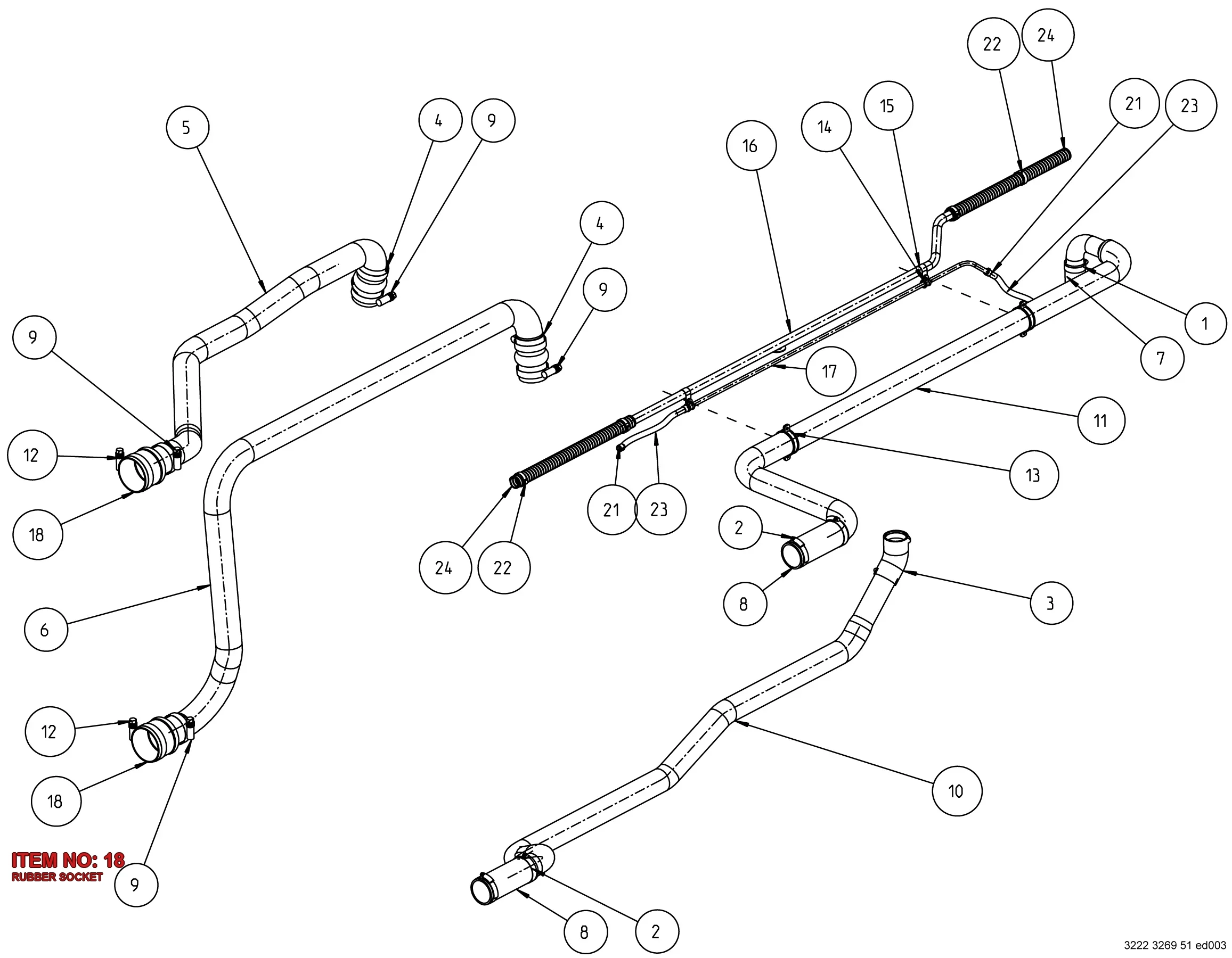 3222 3058 74 RUBBER SOCKET - Technical Drawing