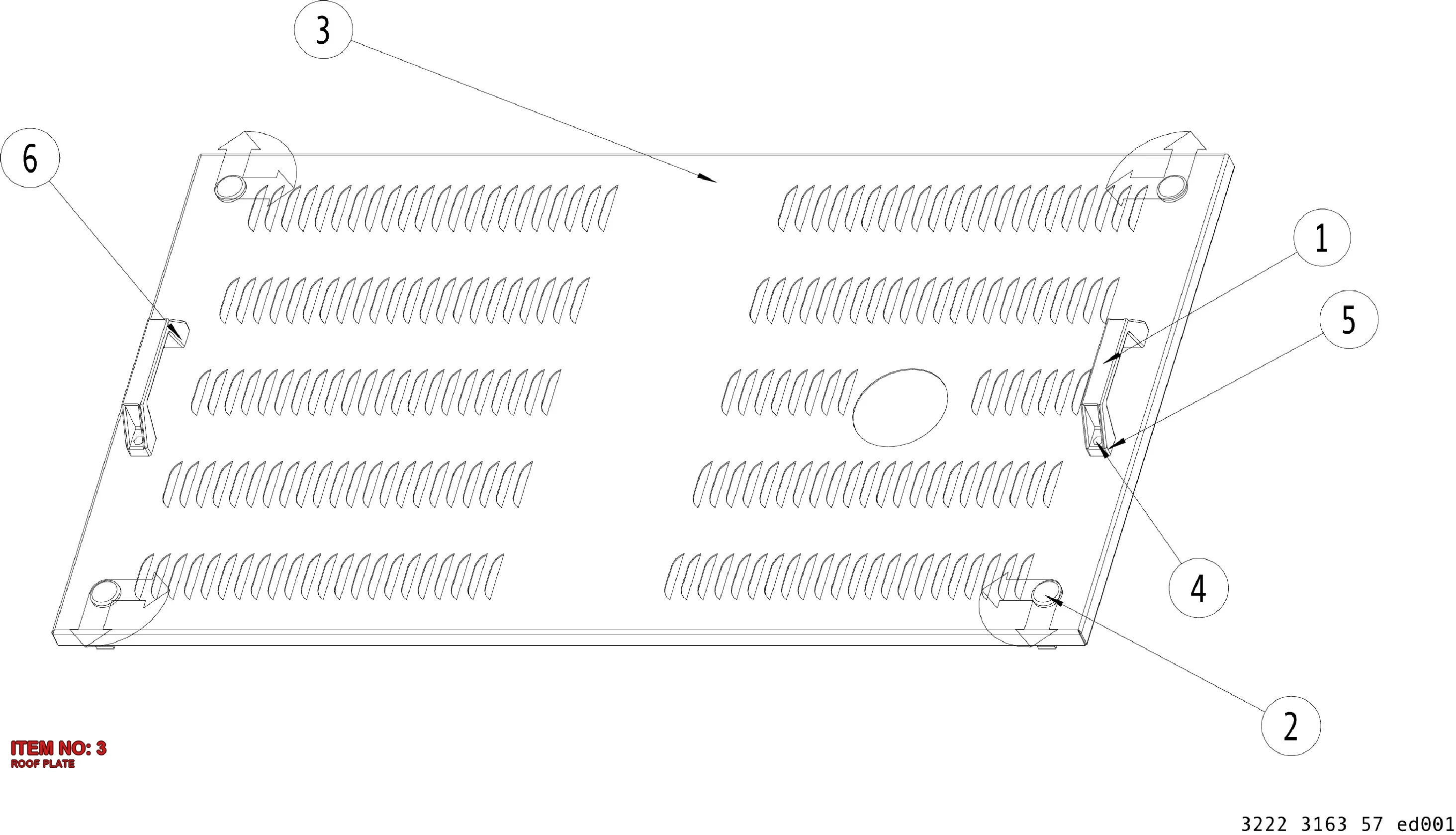 3222 3070 33 ROOF PLATE - Technical Drawing