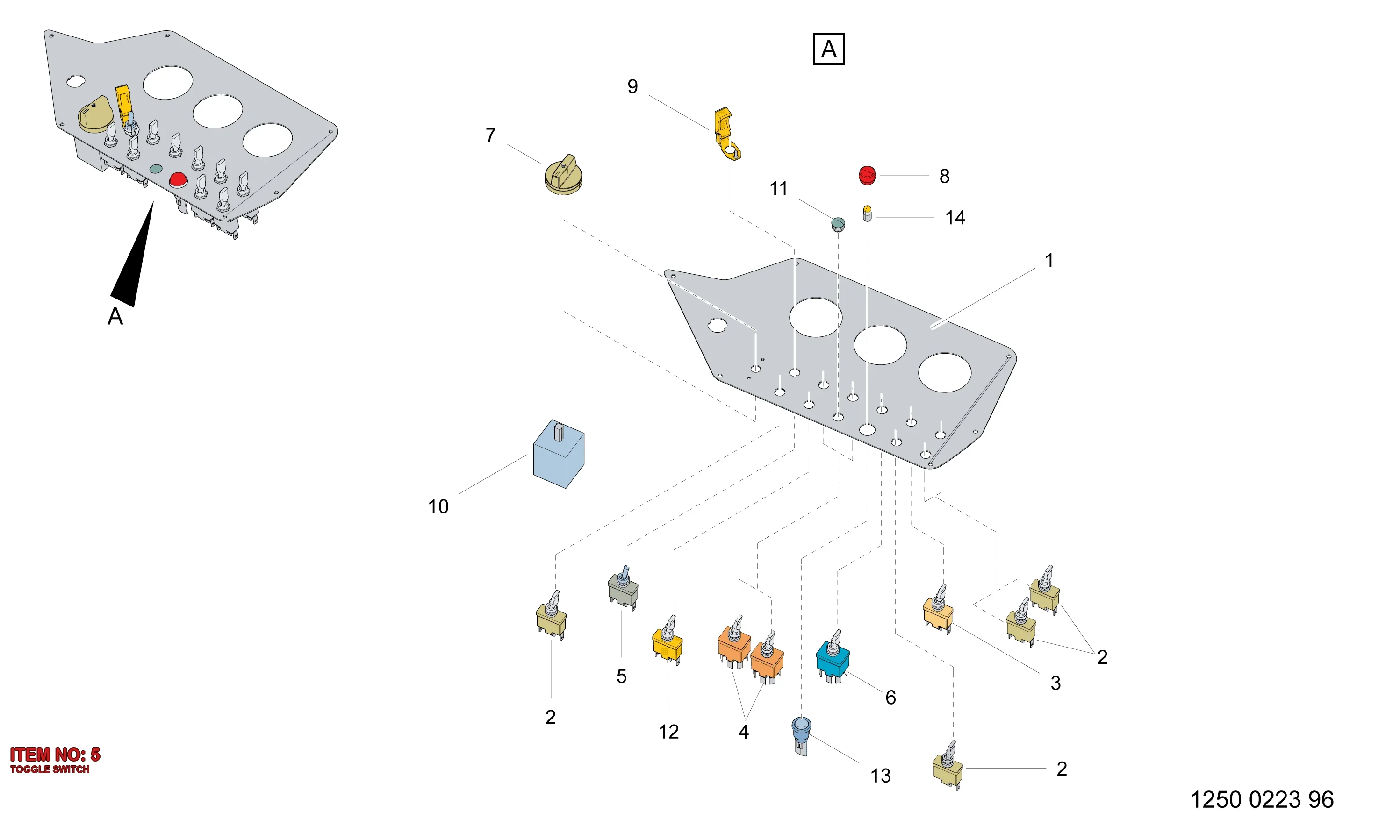 3222 3076 88 TOGGLE SWITCH - Technical Drawing