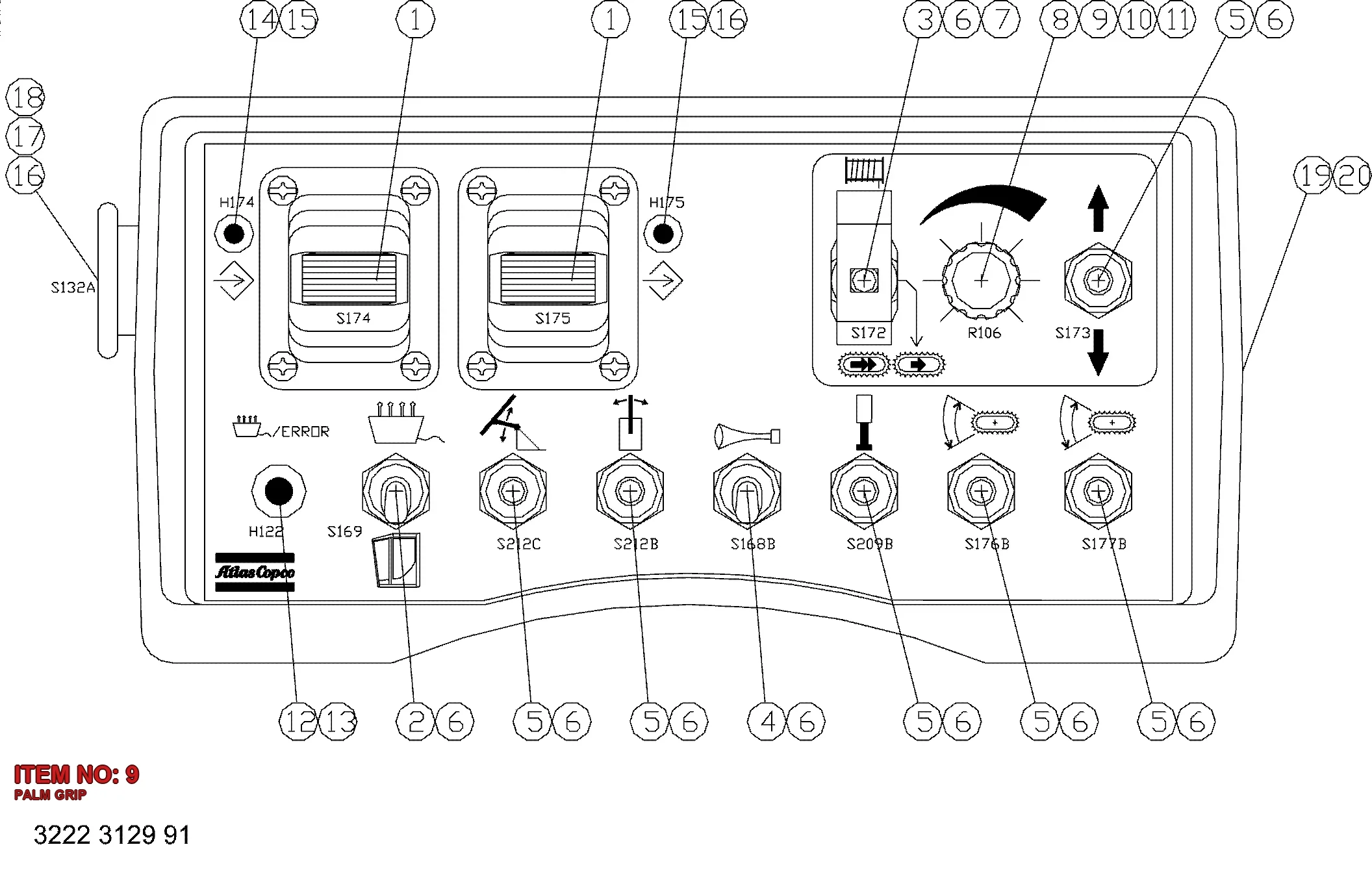 3222 3078 96 PALM GRIP - Technical Drawing