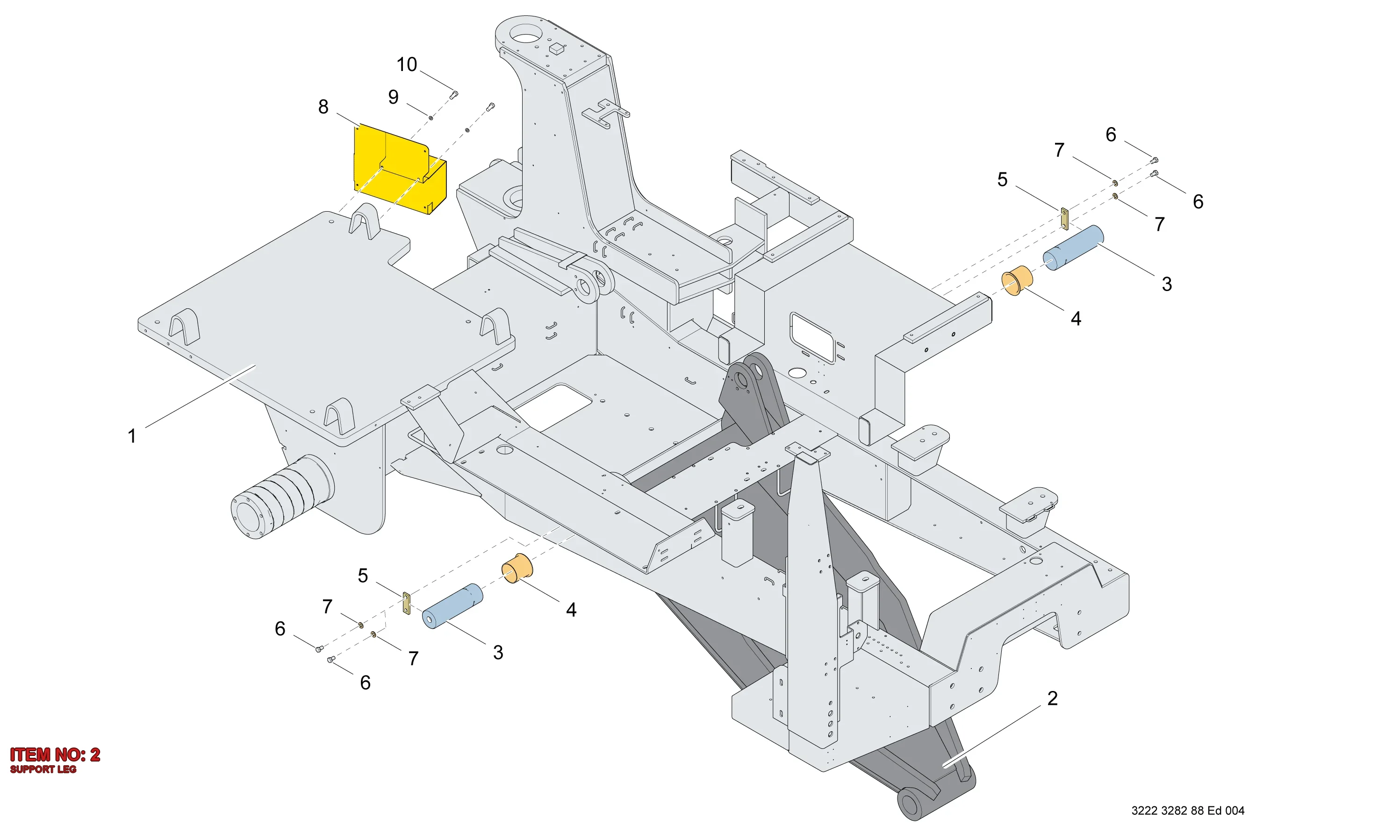 3222 3087 63 SUPPORT LEG - Technical Drawing