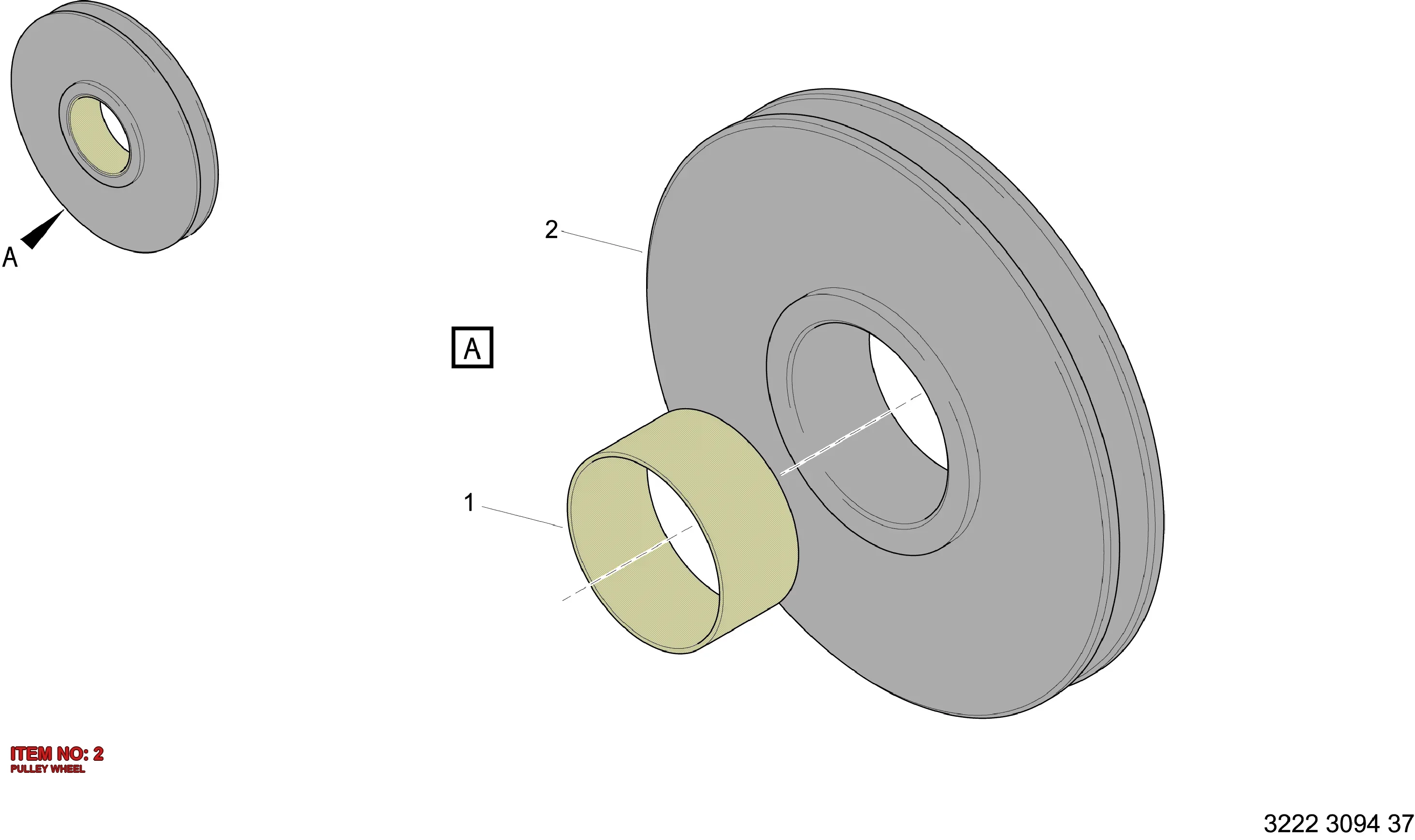 3222 3094 25 PULLEY WHEEL - Technical Drawing