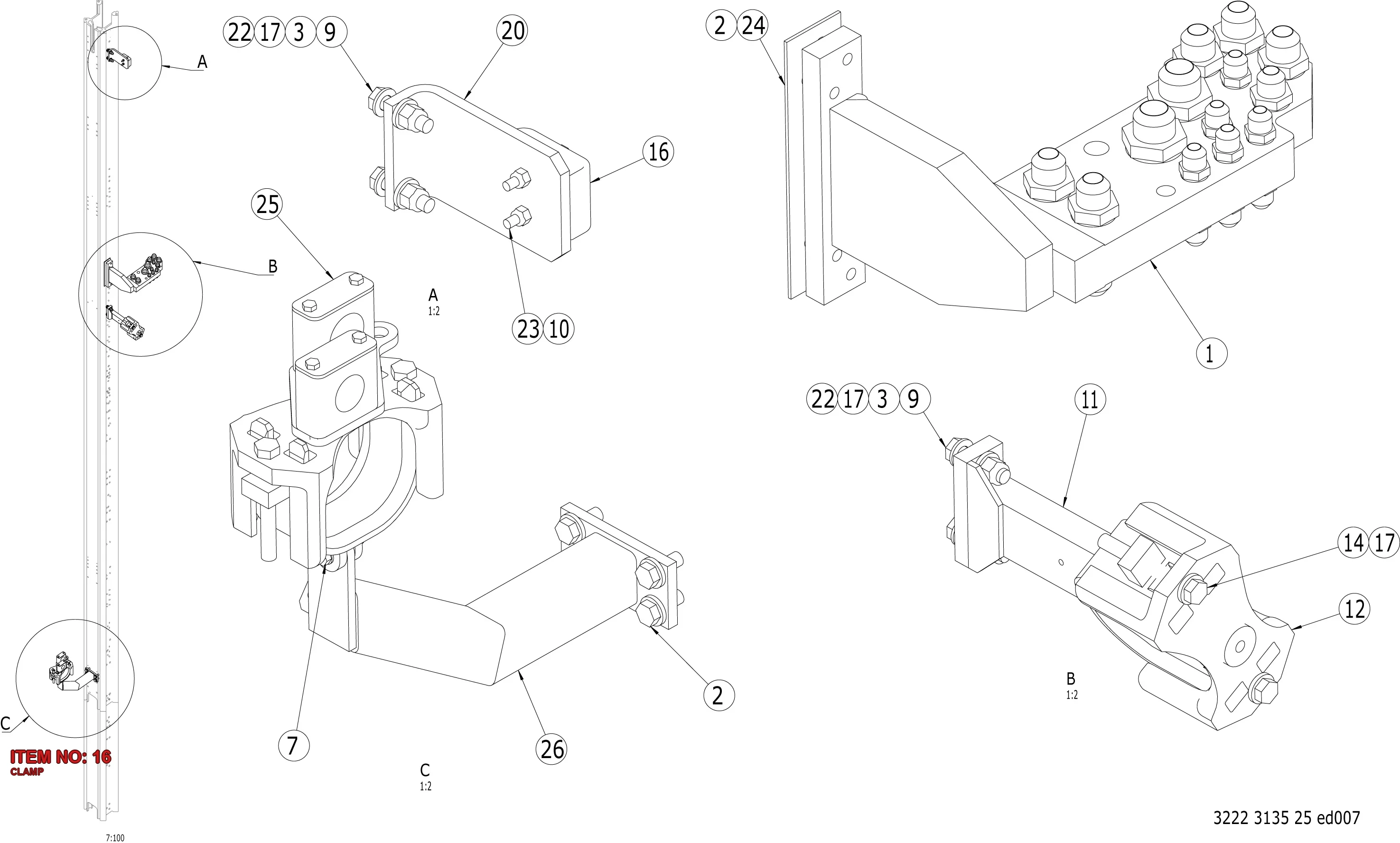 3222 3098 73 CLAMP - Technical Drawing