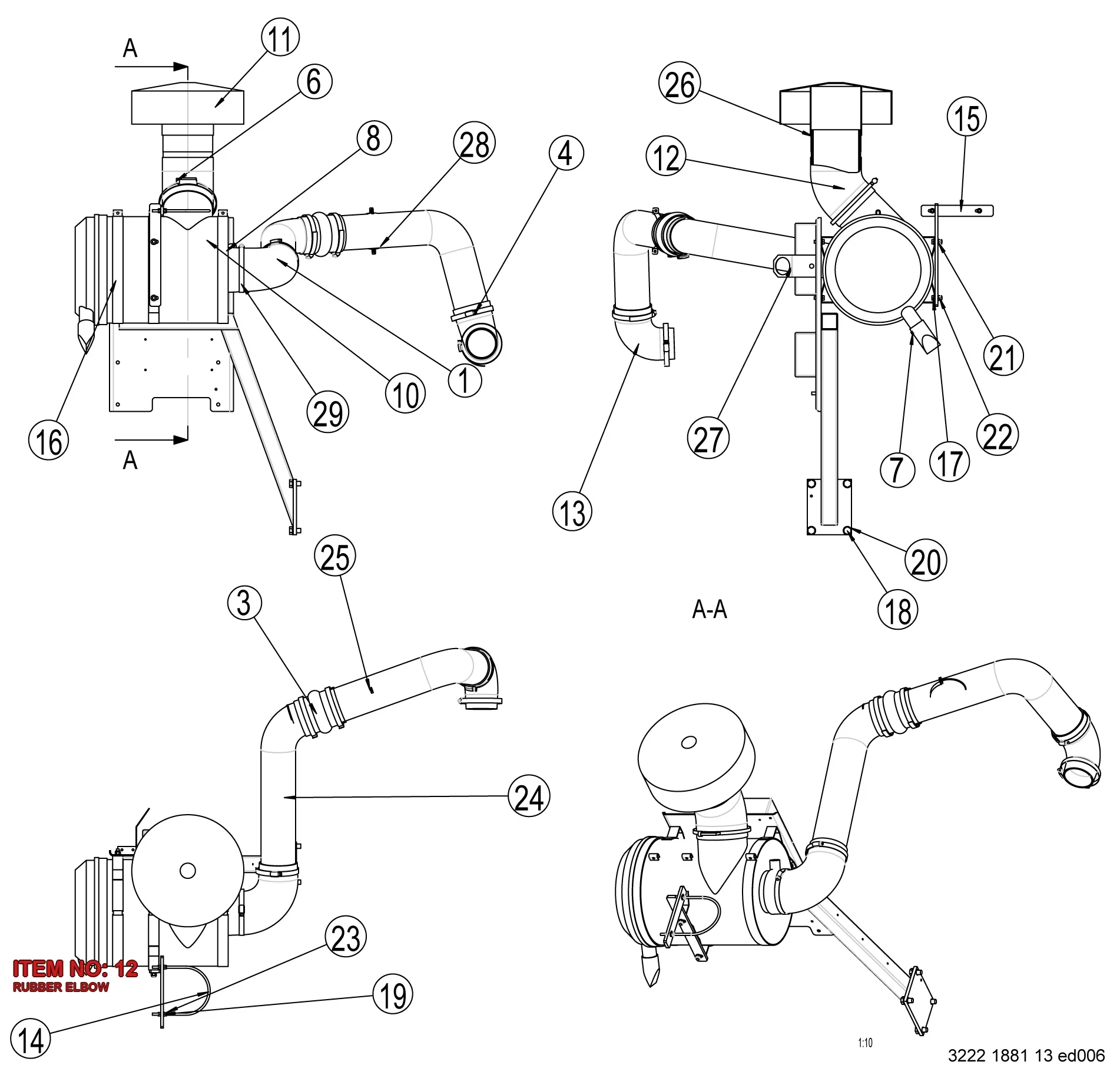 3222 3113 01 RUBBER ELBOW - Technical Drawing
