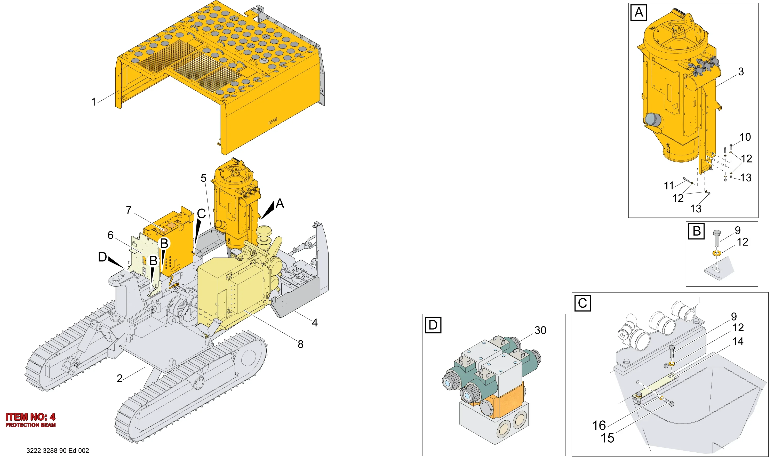 3222 3125 22 PROTECTION BEAM - Technical Drawing