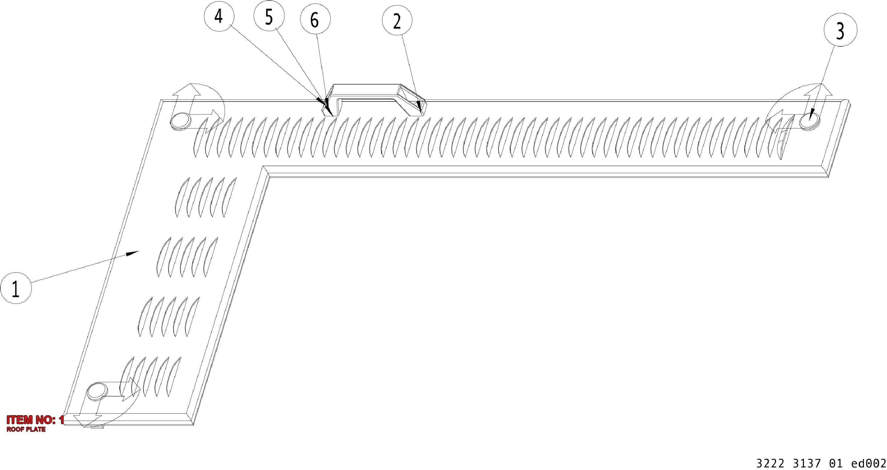 3222 3129 23 ROOF PLATE - Technical Drawing