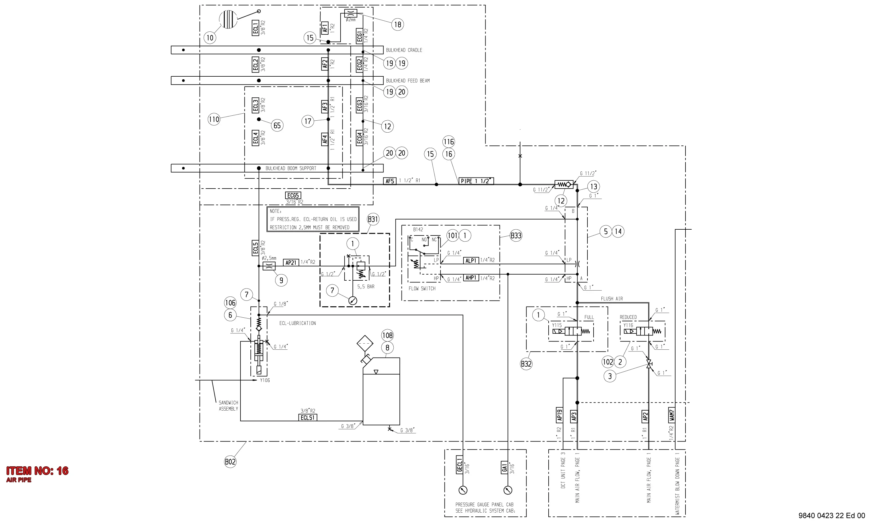 3222 3131 20 AIR PIPE - Technical Drawing