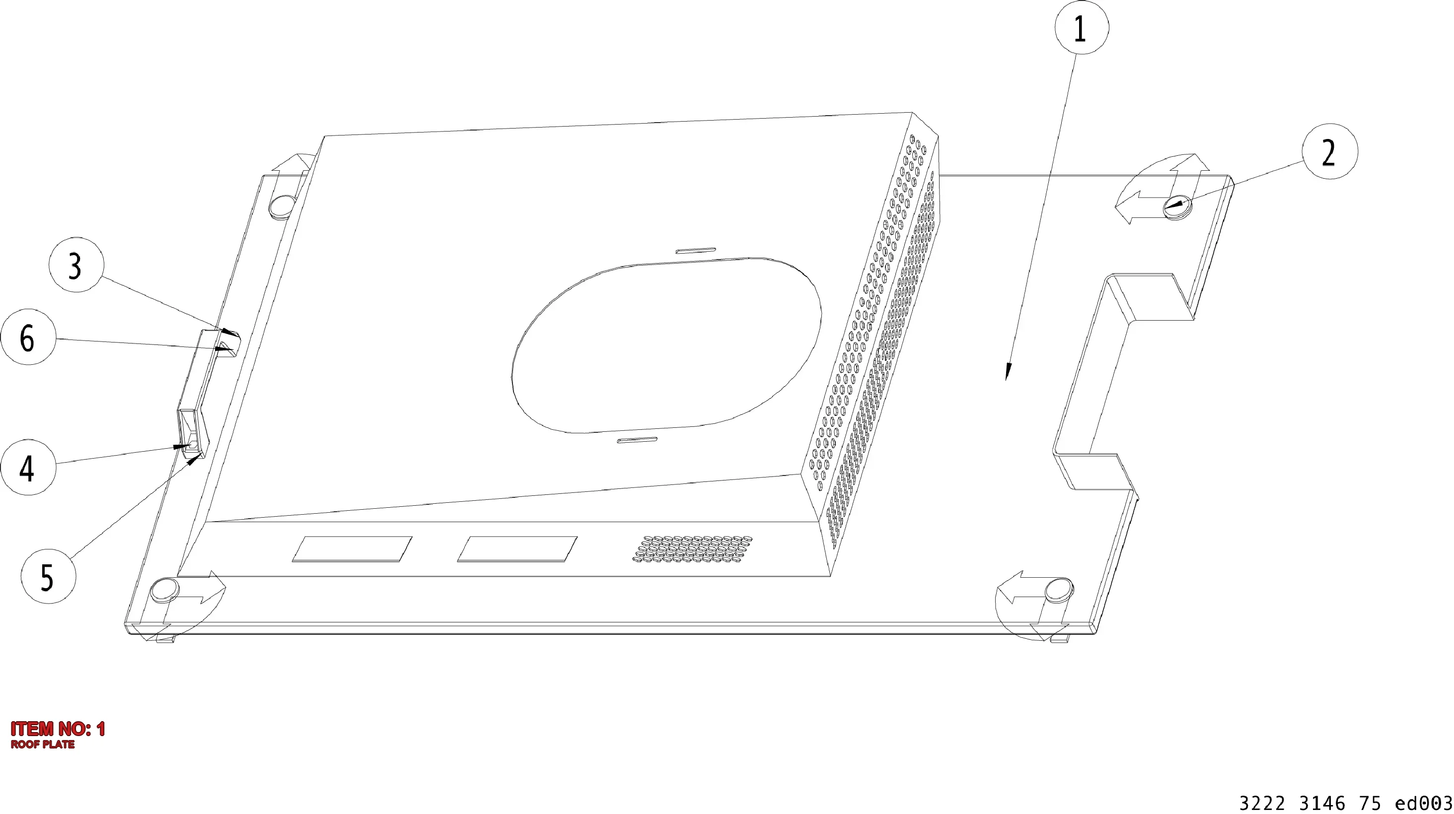 3222 3146 76 ROOF PLATE - Technical Drawing