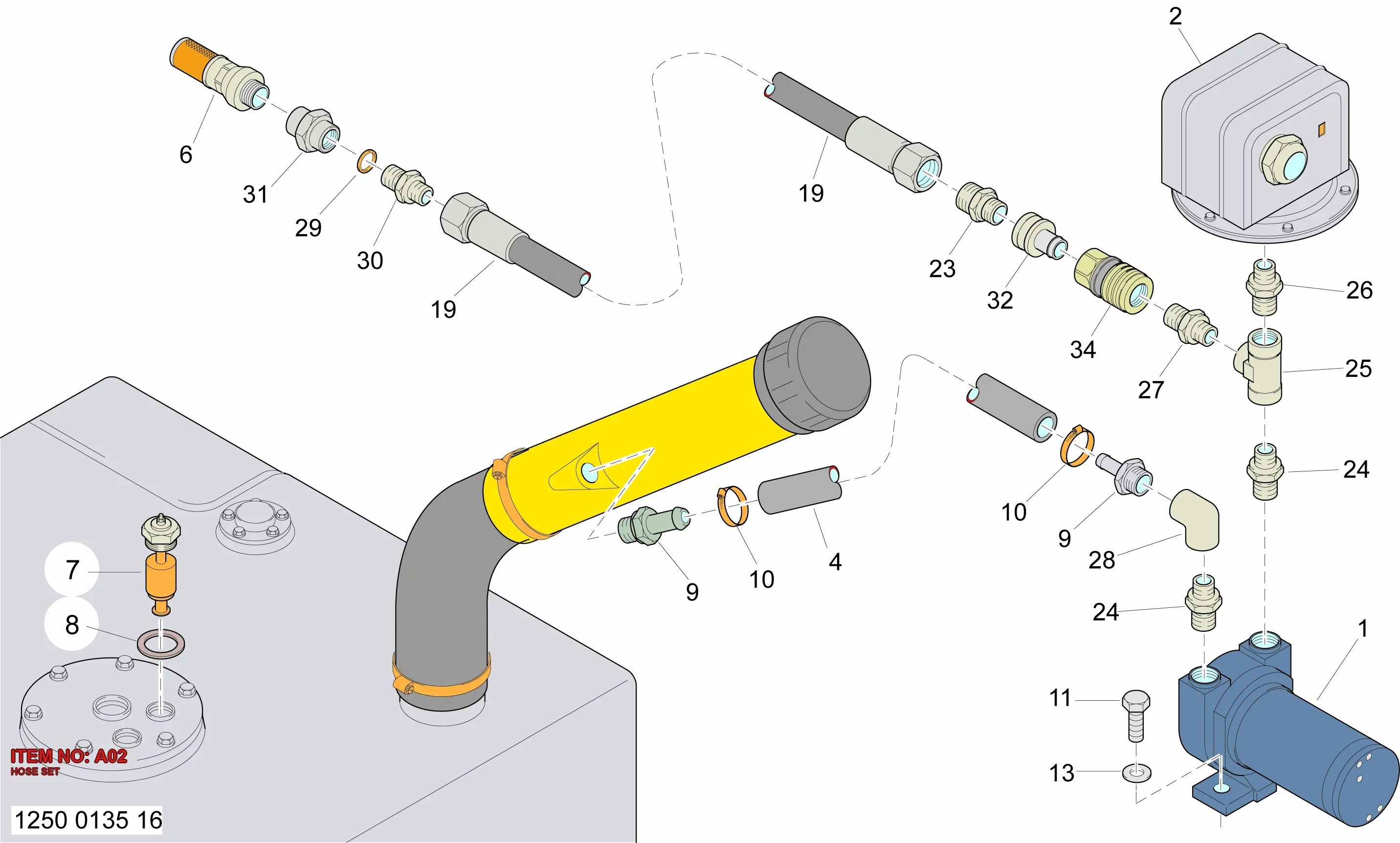 3222 3162 24 HOSE SET - Technical Drawing