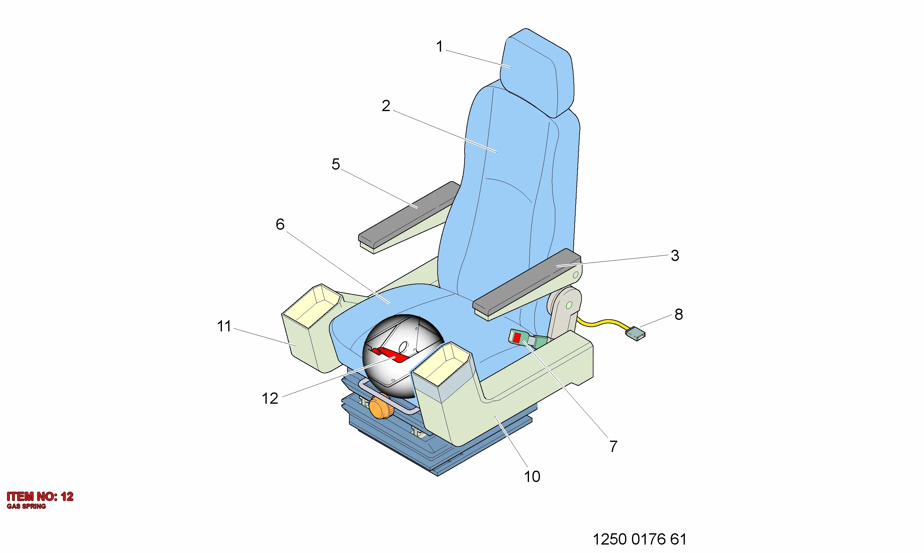 3222 3166 49 GAS SPRING - Technical Drawing