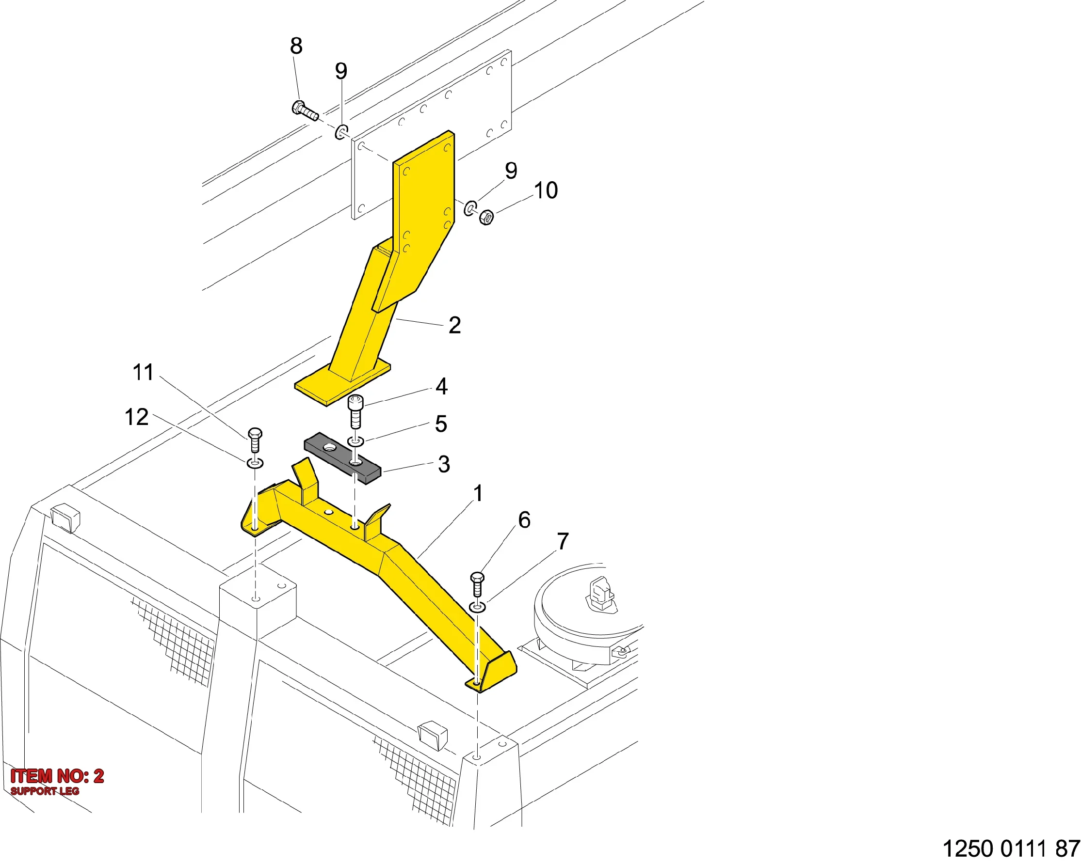 3222 3184 00 SUPPORT LEG - Technical Drawing