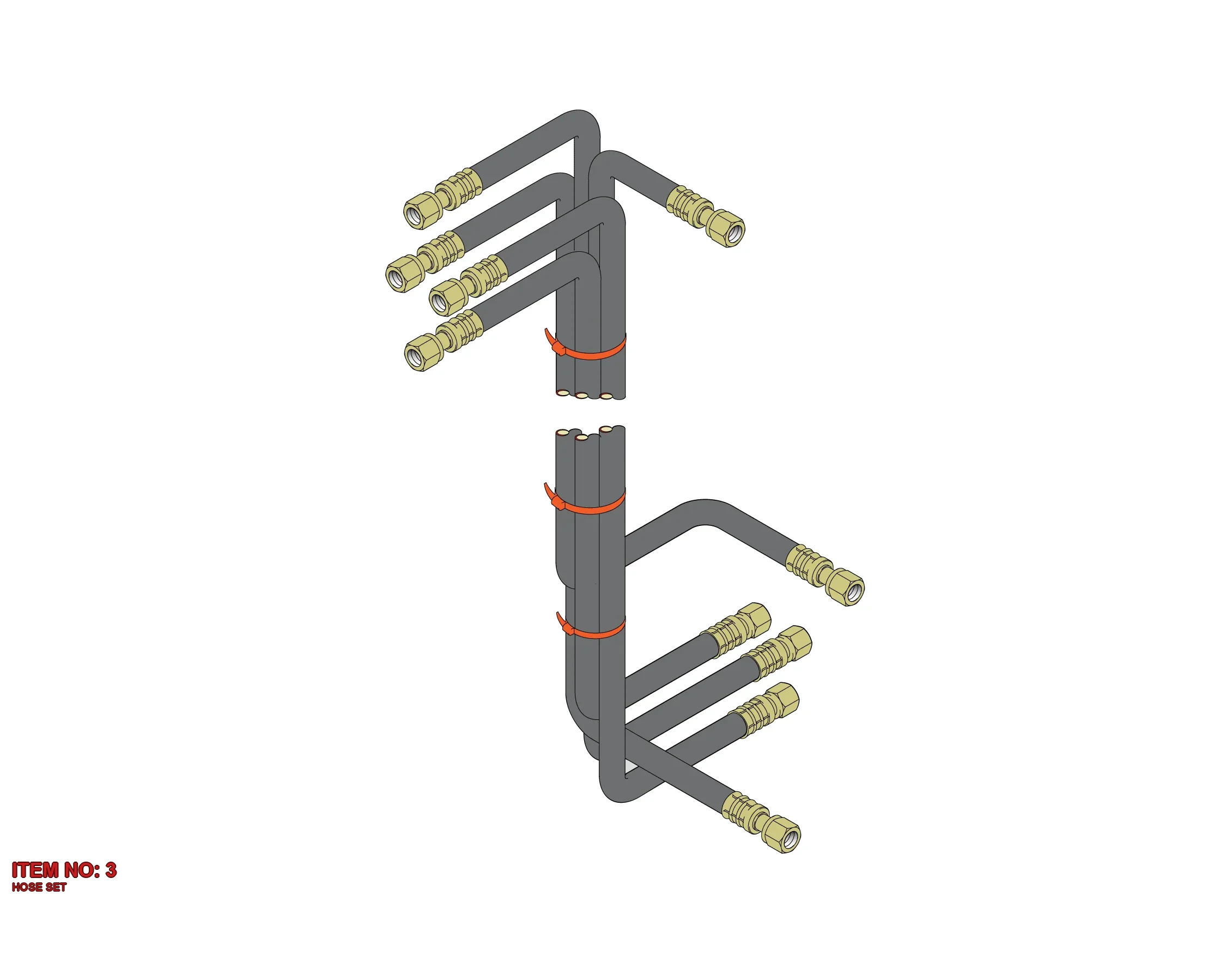 3222 3188 08 HOSE SET - Technical Drawing