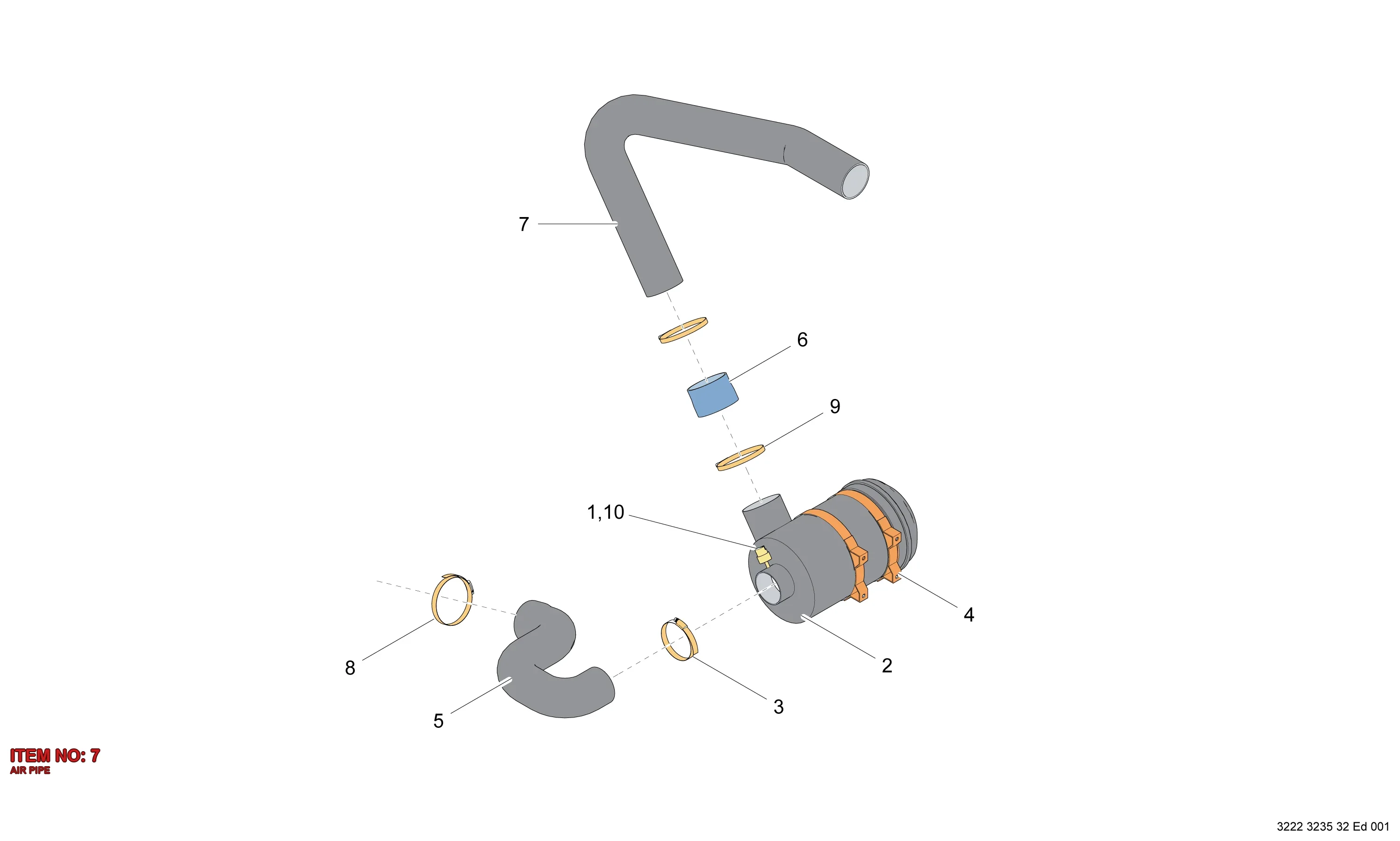 3222 3234 59 AIR PIPE - Technical Drawing