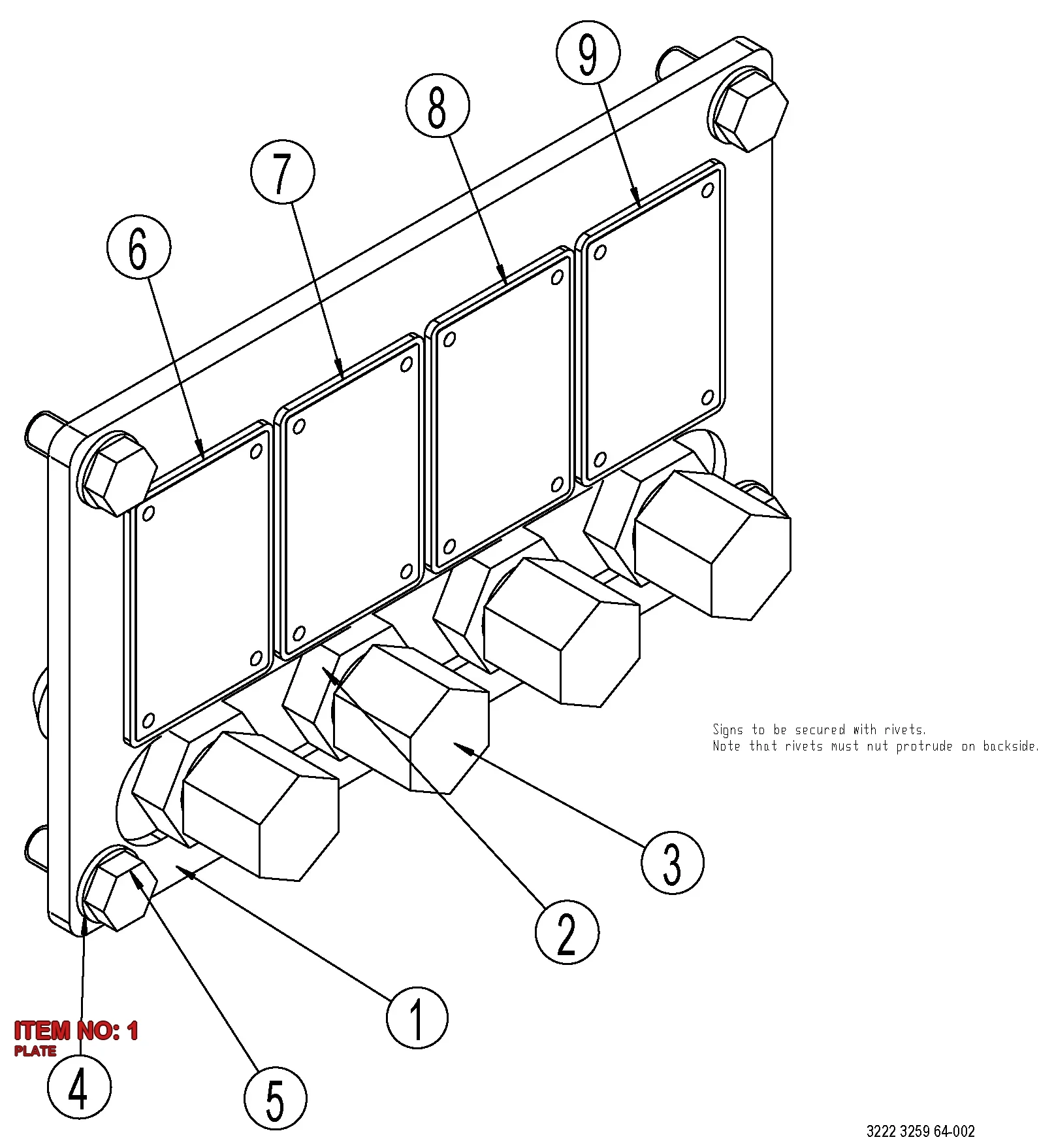 3222 3259 63 PLATE - Technical Drawing
