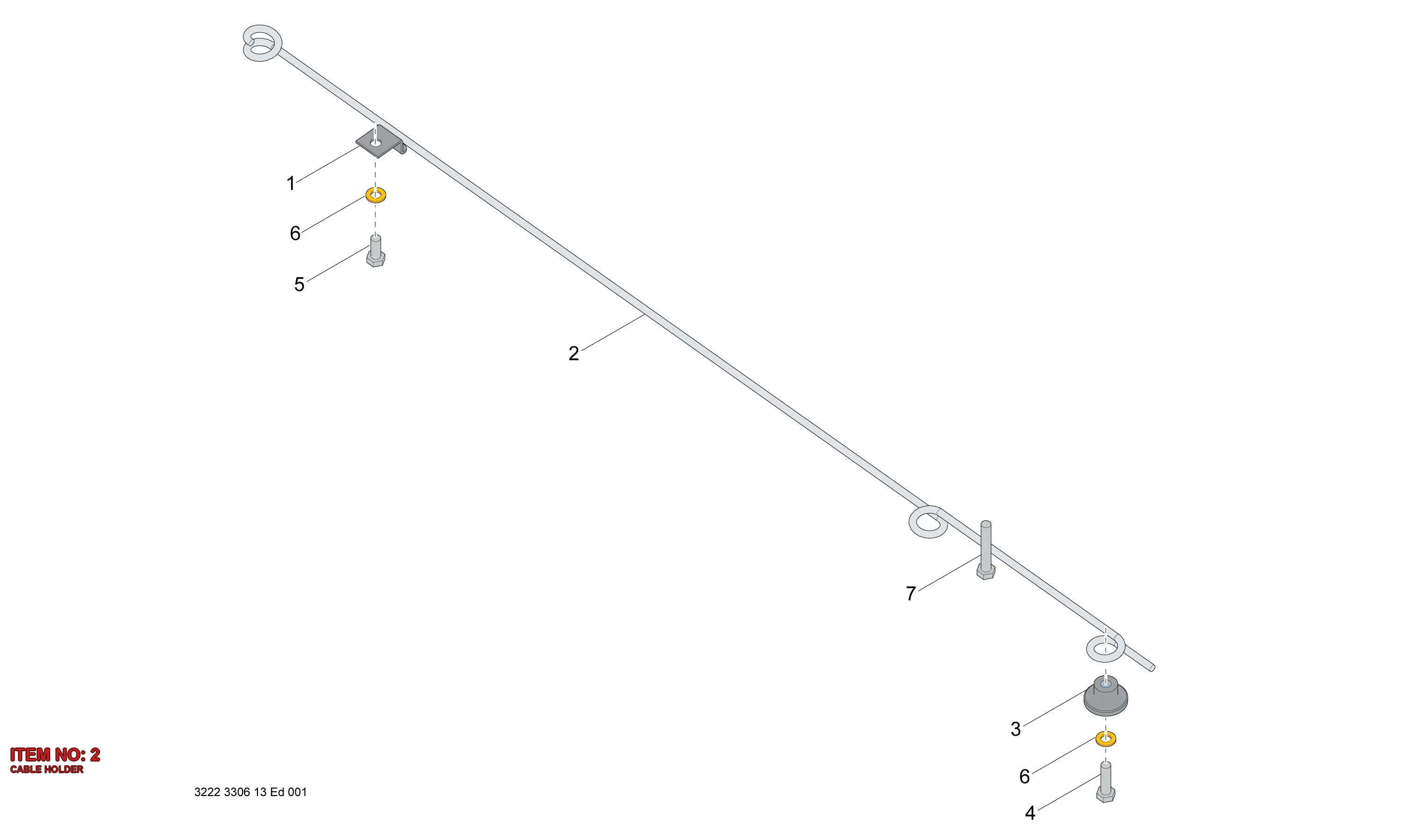 3222 3303 92 CABLE HOLDER - Technical Drawing