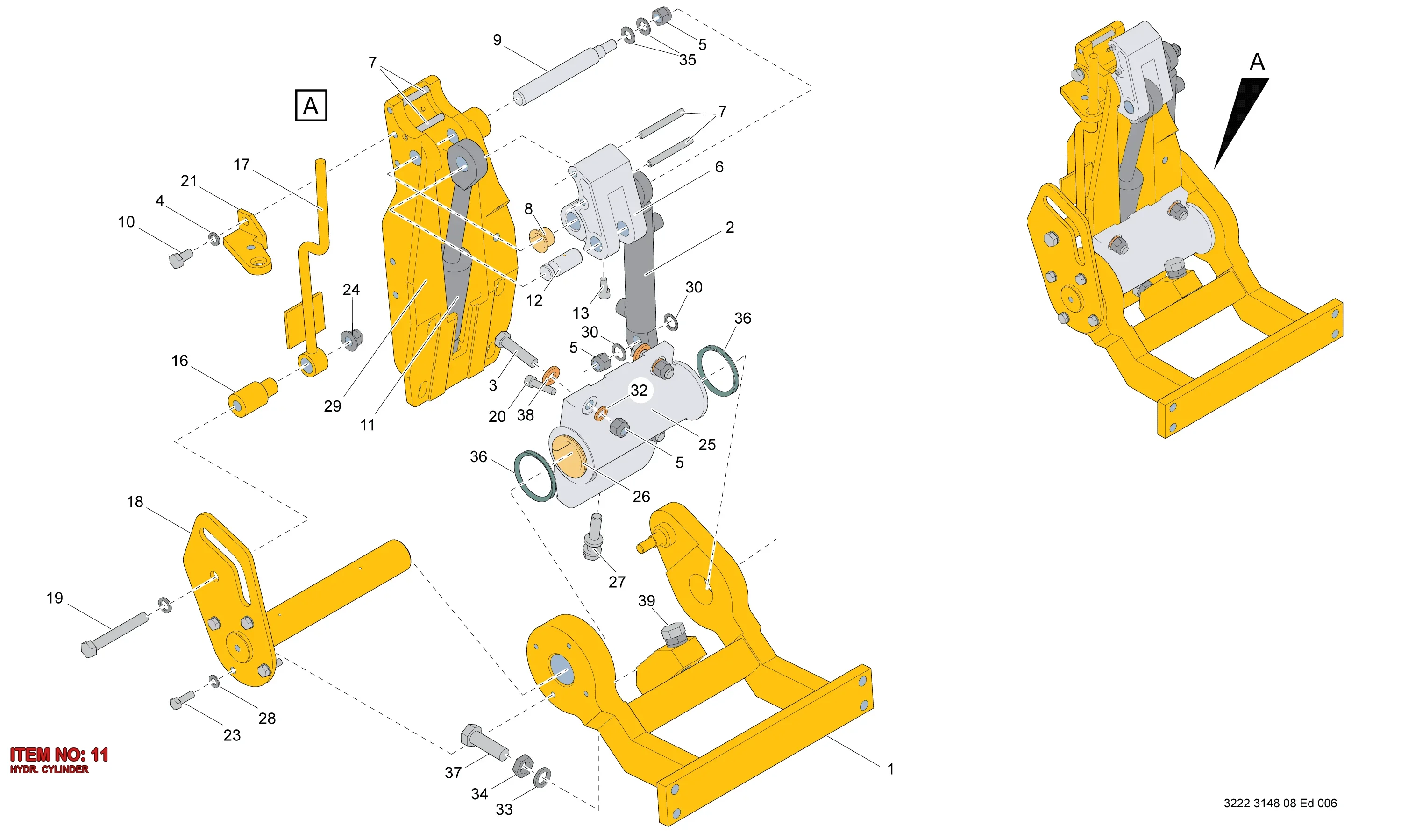 3222 3335 18 HYDR. CYLINDER - Technical Drawing