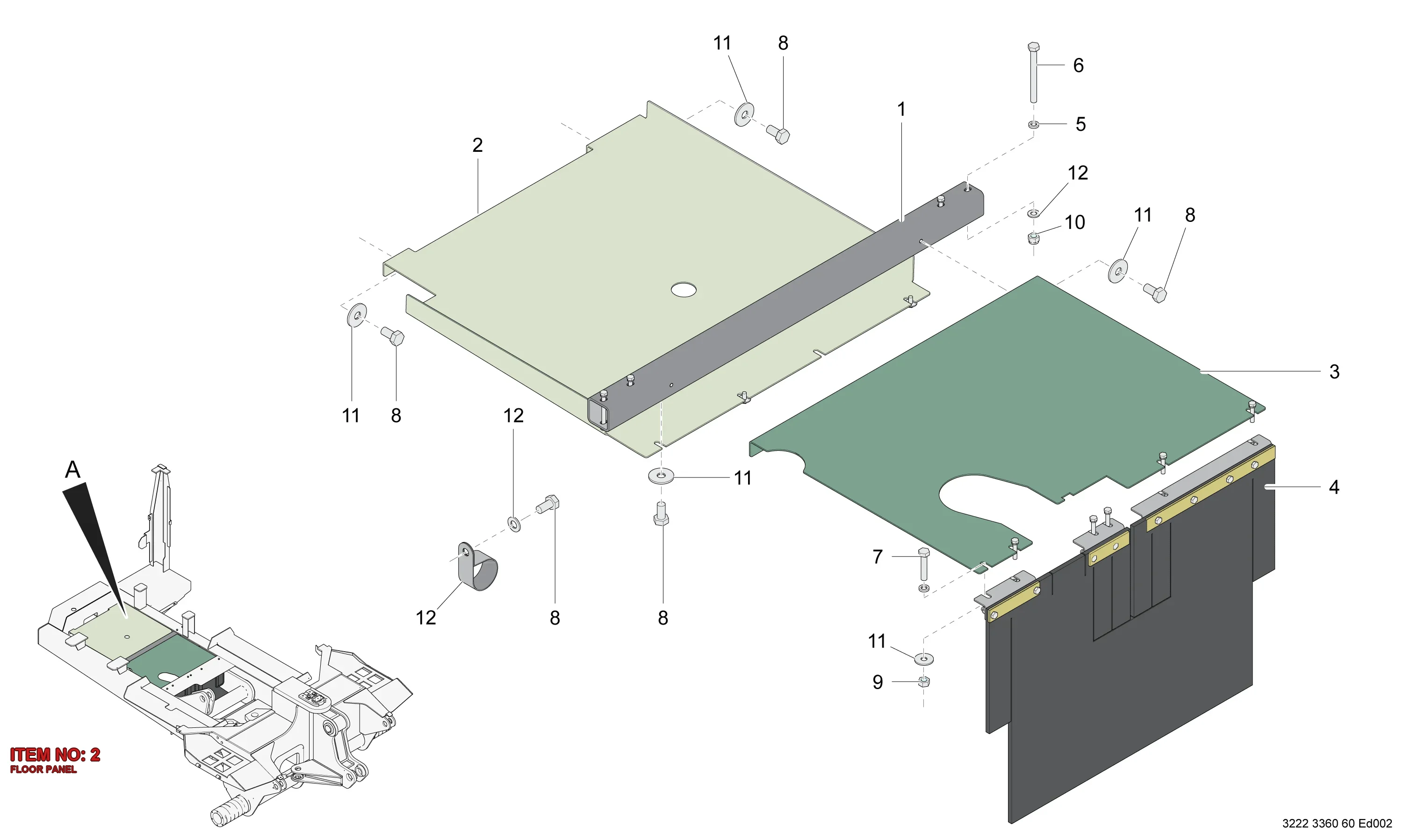 3222 3360 62 FLOOR PANEL - Technical Drawing