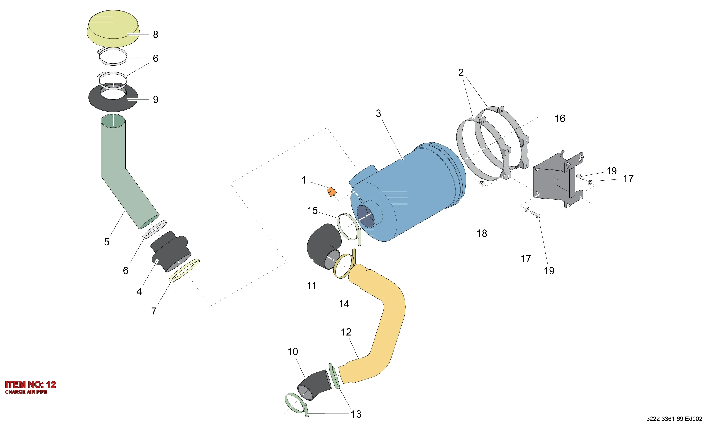 3222 3360 97 CHARGE AIR PIPE - Technical Drawing