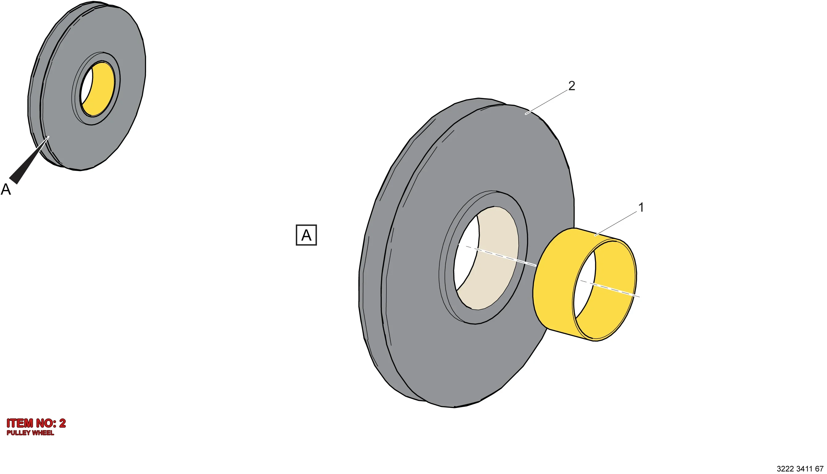 3222 3411 68 PULLEY WHEEL - Technical Drawing