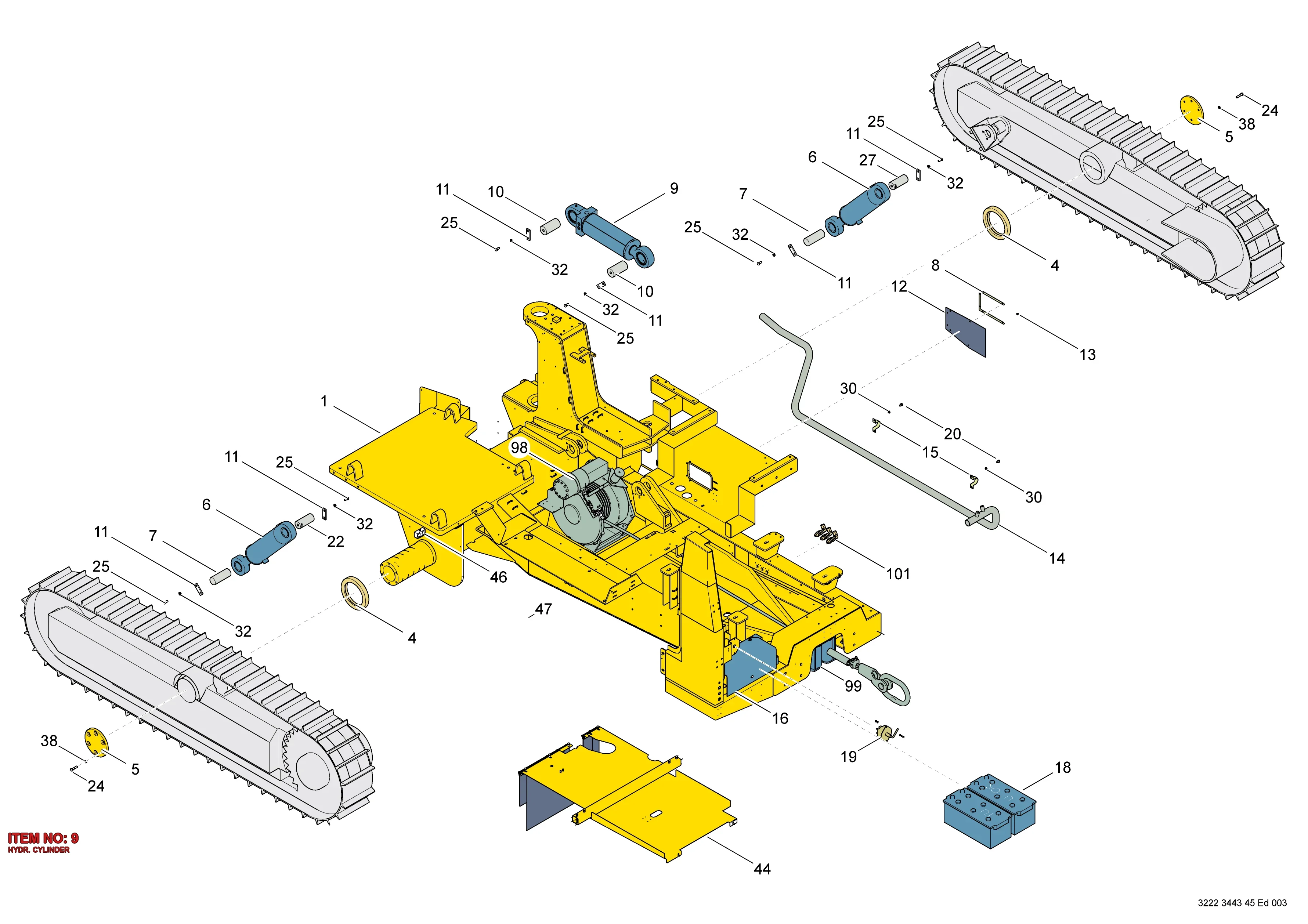3222 3412 95 HYDR. CYLINDER - Technical Drawing