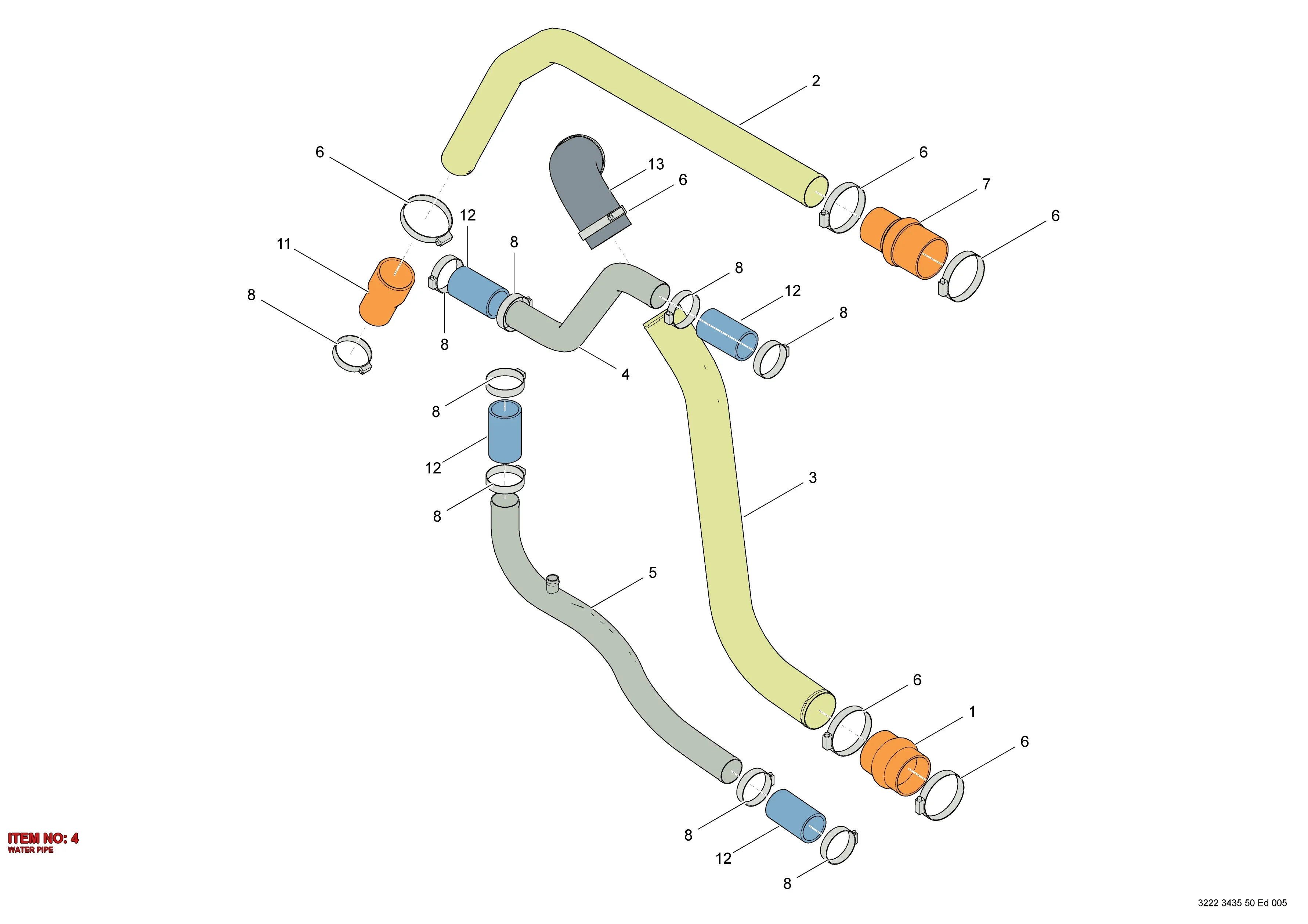 3222 3438 39 WATER PIPE - Technical Drawing