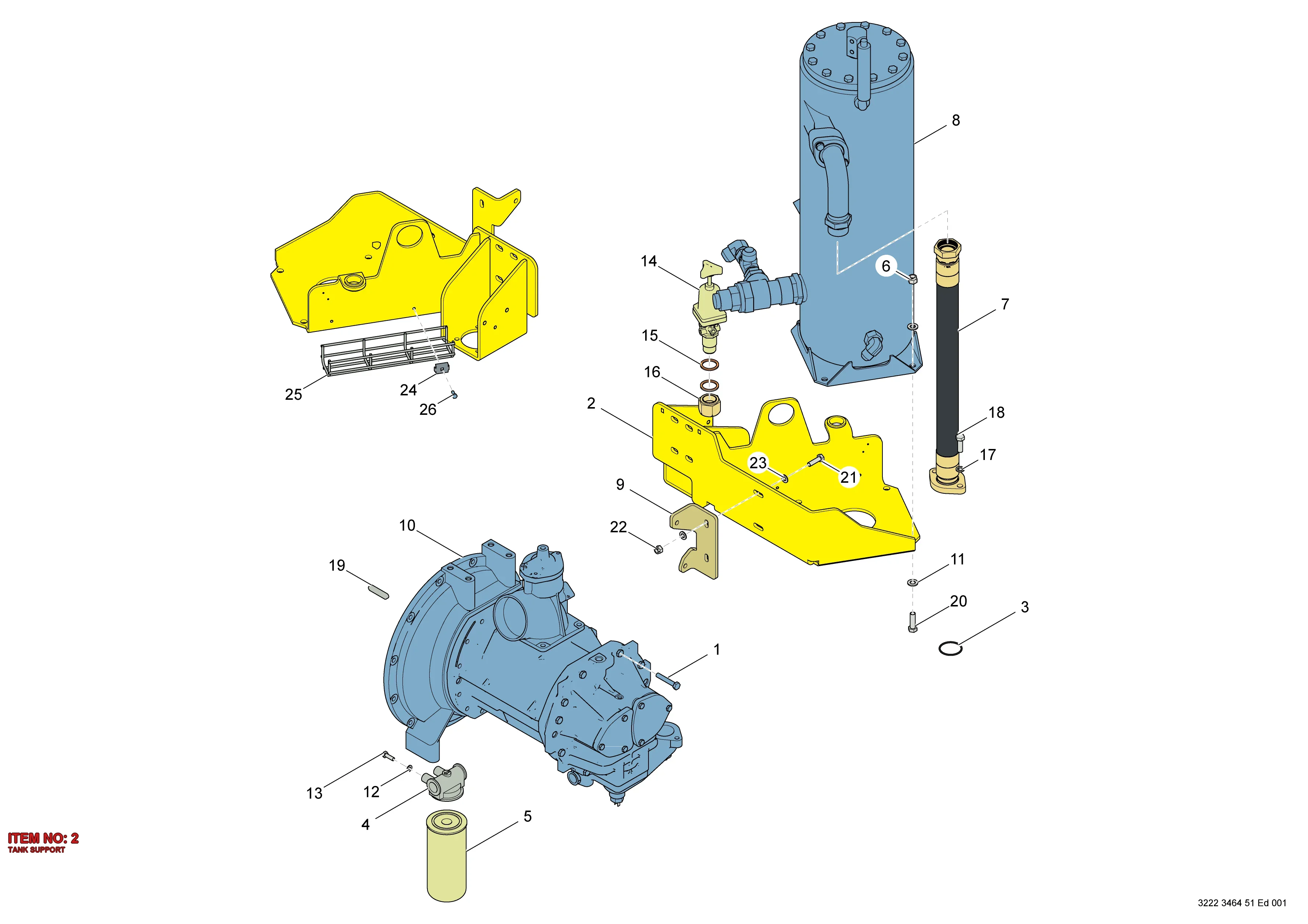 3222 3459 83 TANK SUPPORT - Technical Drawing